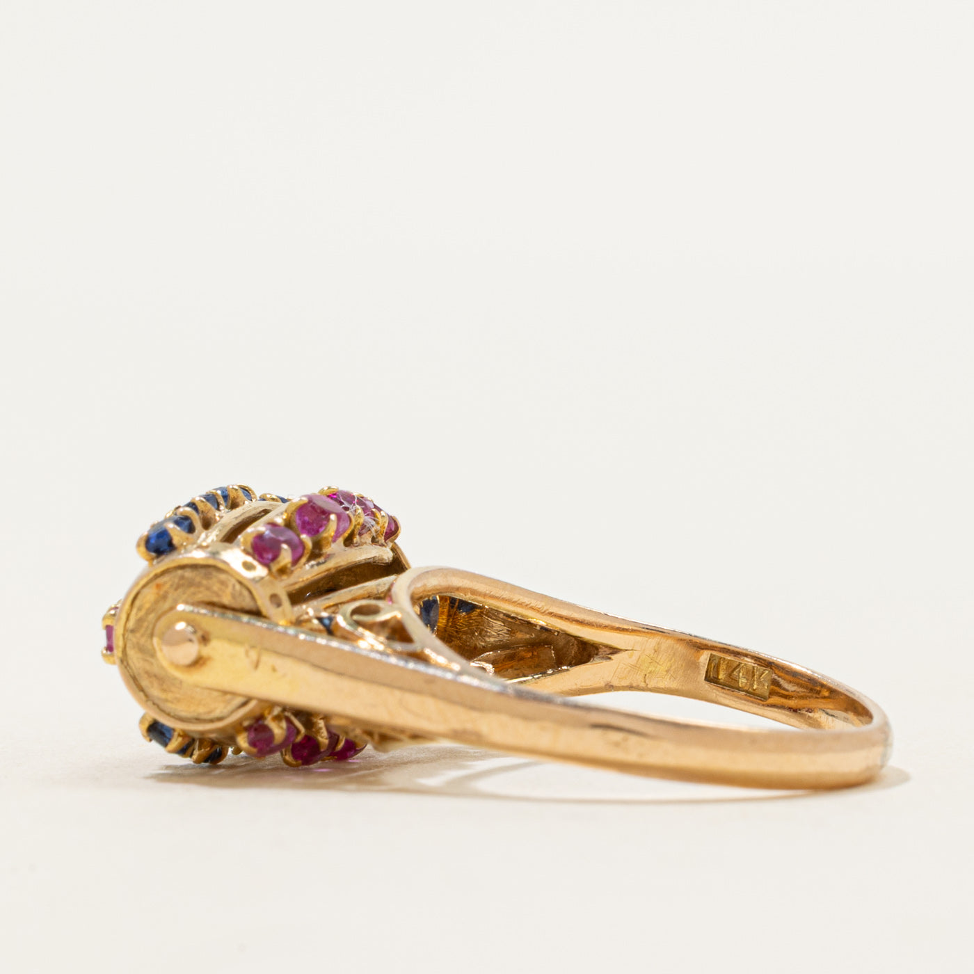 Multi-Row Ruby & Sapphire Barrel Kinetic Ring | 0.72ctw | SZ 6.25
