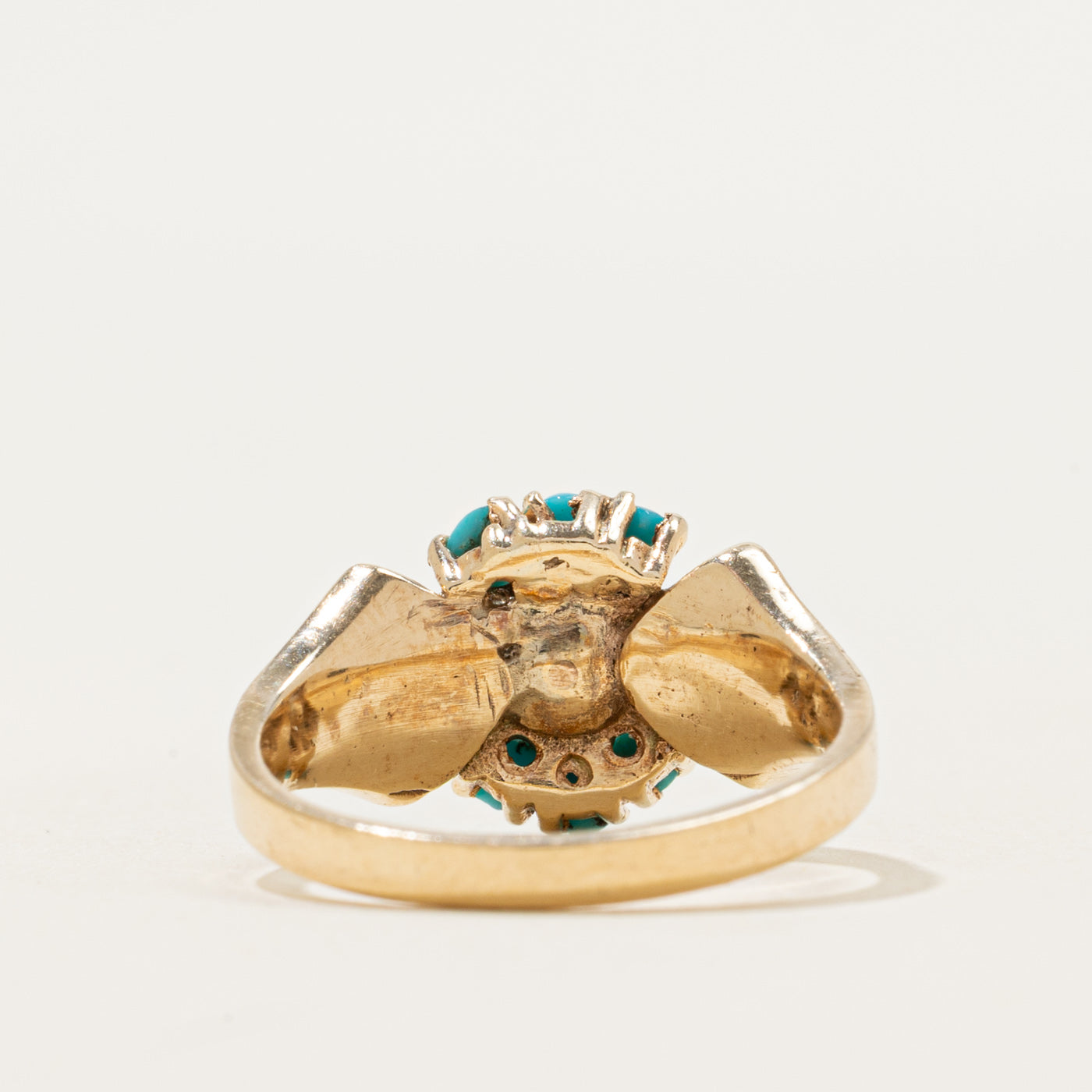 Cabochon Turquoise & Pearl Textured Ring | 0.36ctw | SZ 6.25