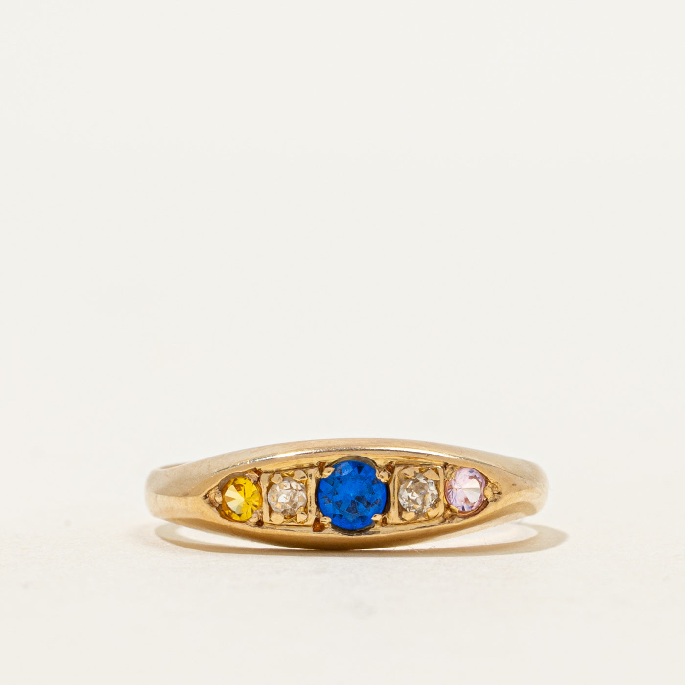 Synthetic Sapphire & Diamond Petite Signet Ring | 0.16ctw, 0.05ctw | SZ 6