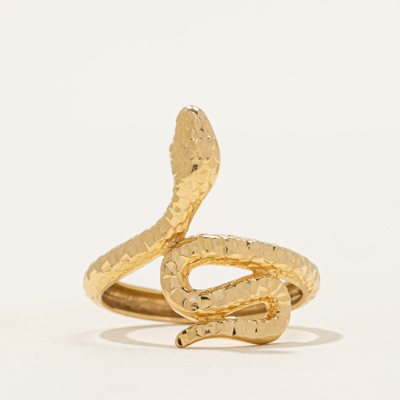 18k Yellow Gold Textured Snake Ring | SZ 7.25
