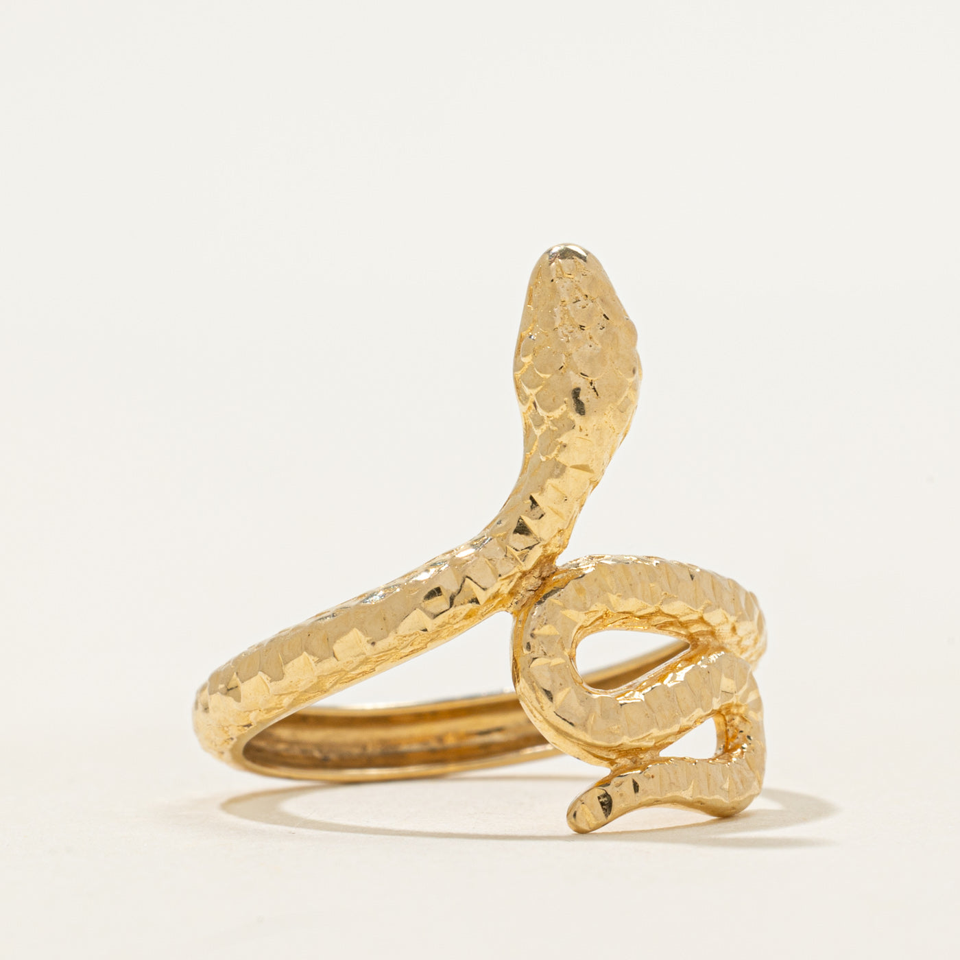 18k Yellow Gold Textured Snake Ring | SZ 7.25