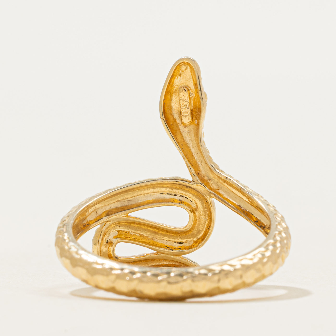 18k Yellow Gold Textured Snake Ring | SZ 7.25