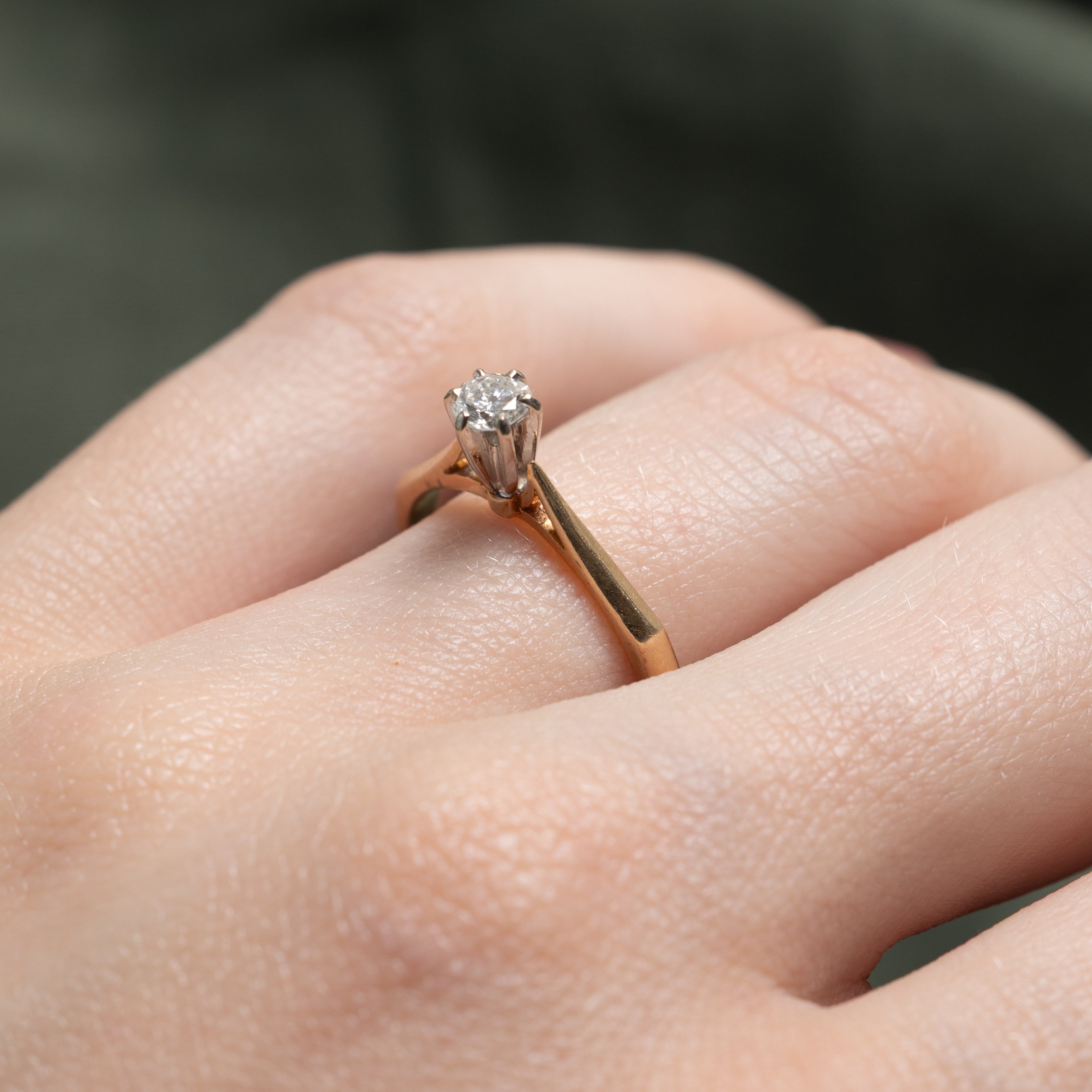 Solitaire Diamond Reverse Tapered Ring | 0.22ct | SZ 6