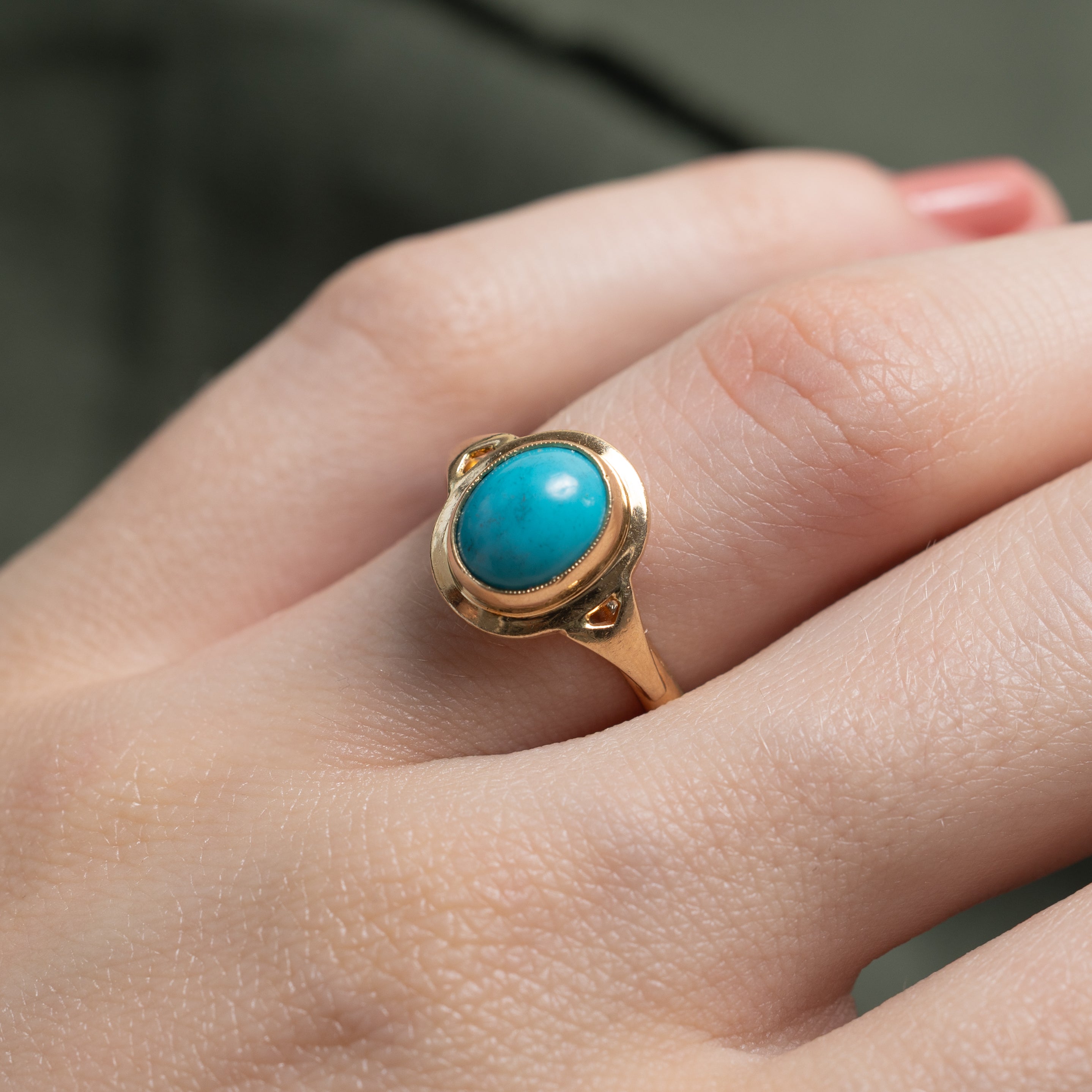 Bezel Set Cabochon Turquoise Ring | 1.60ct | SZ 5.5