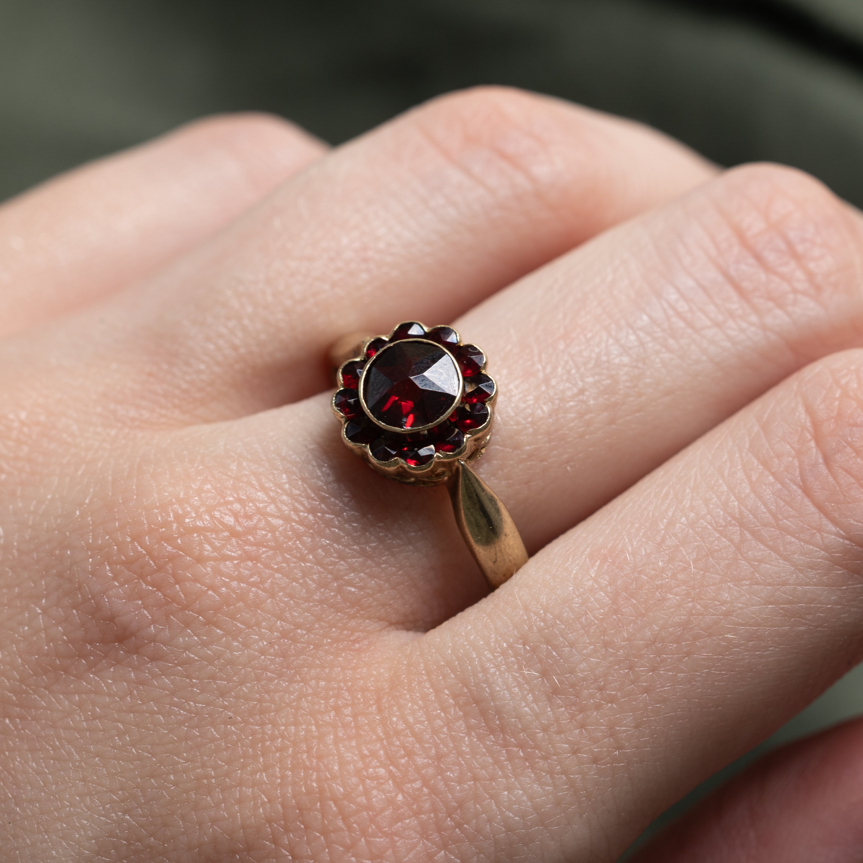 Bezel Set Garnet Daisy Ring | 1.60ctw | SZ 9