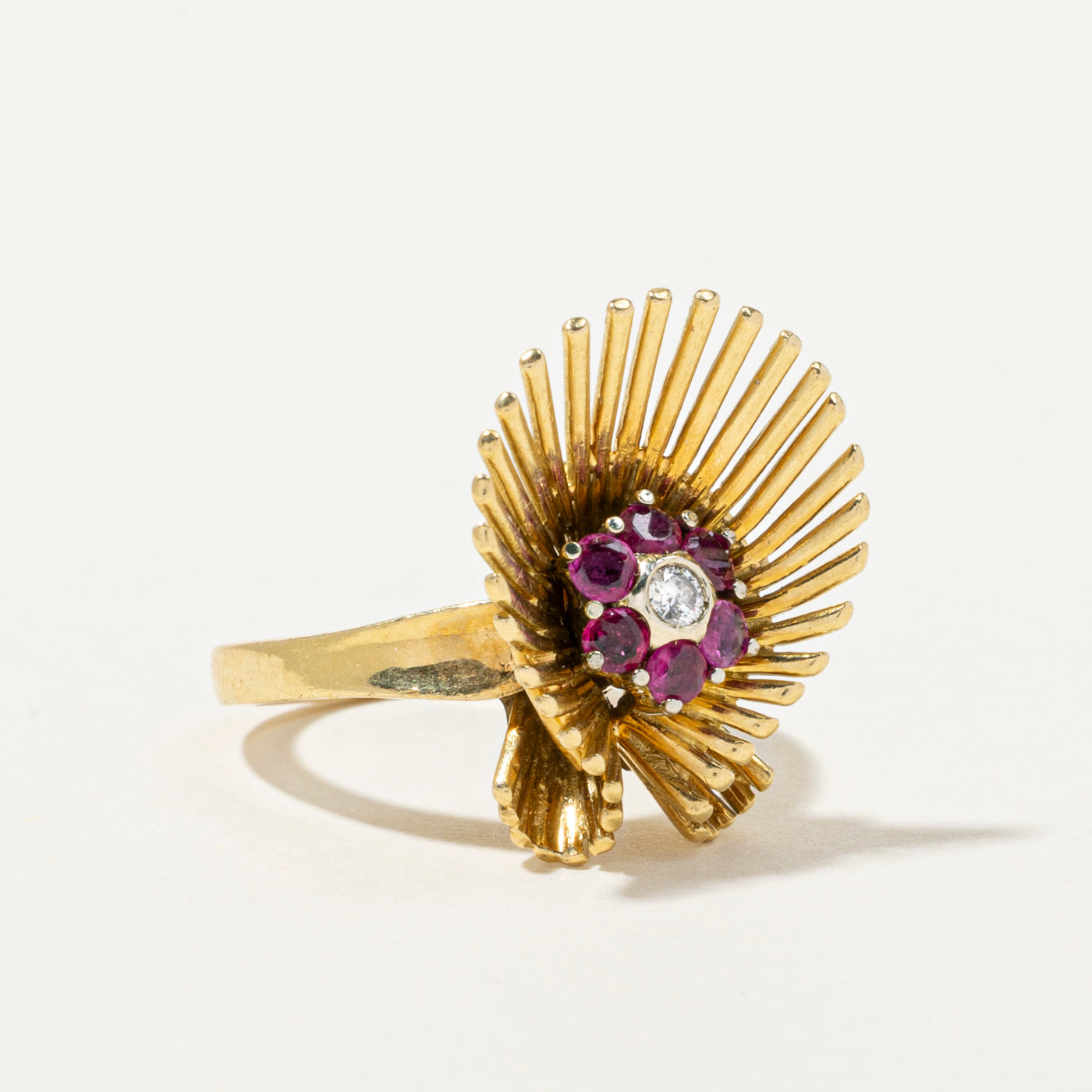 Ruby & Diamond Petal Cocktail Ring | 0.53ctw, 0.05ct | SZ 5.25
