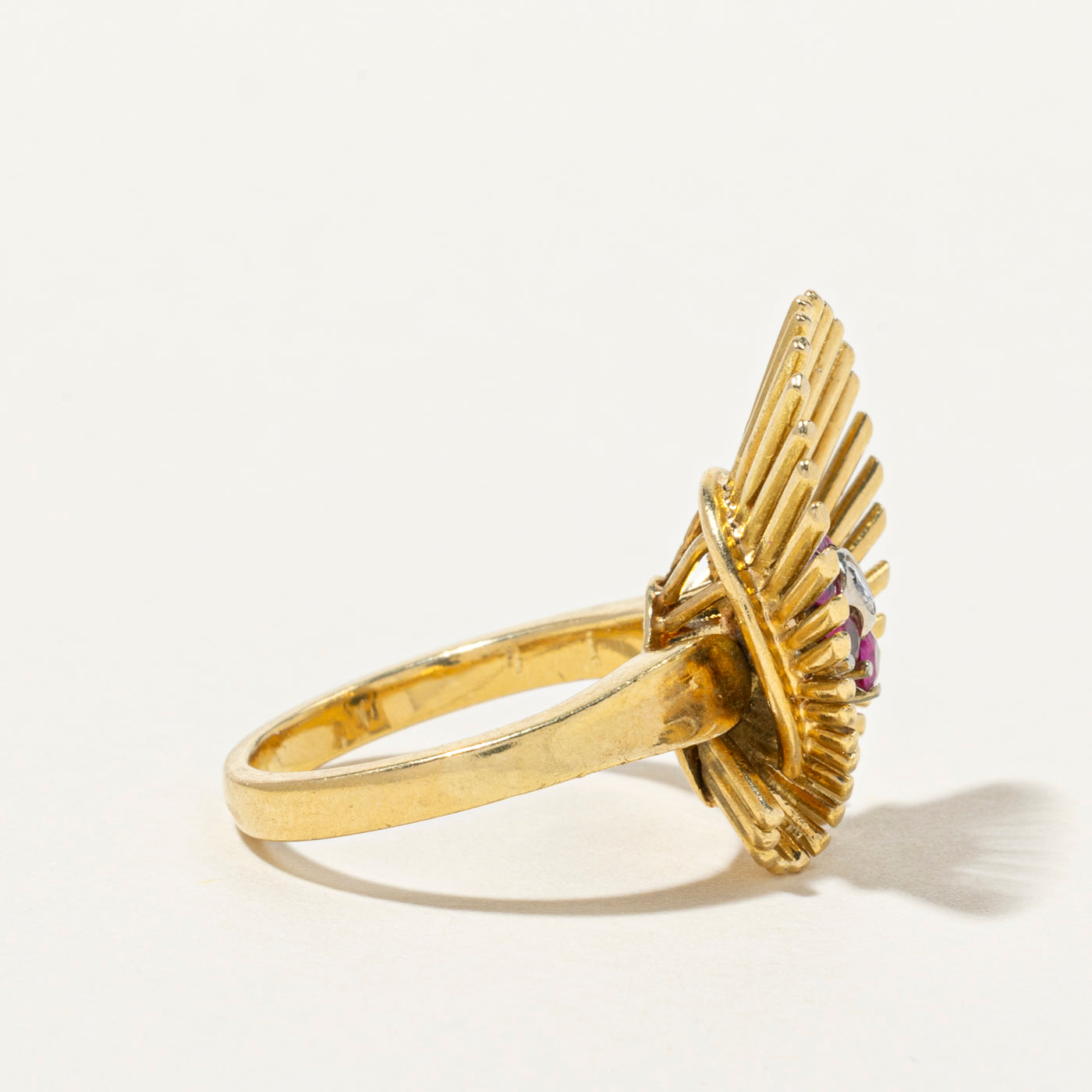 Ruby & Diamond Petal Cocktail Ring | 0.53ctw, 0.05ct | SZ 5.25