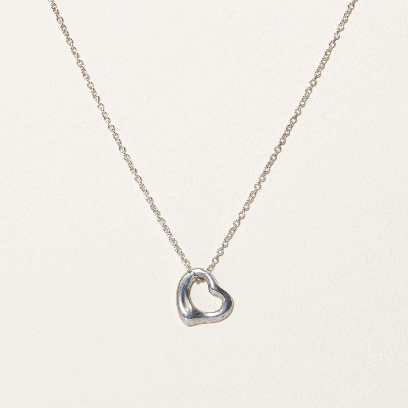Collier Cœur Ouvert Elsa Peretti « Tiffany & Co » en argent | 11 mm | 40,6 cm