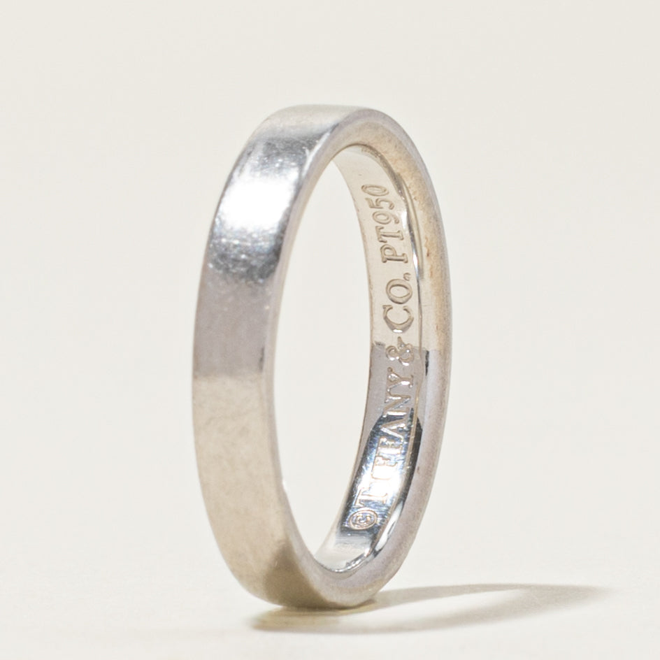 Bague « Charles Tiffany Setting » en platine finition satinée, modèle « Tiffany & Co » | 3 mm | Taille 3,5