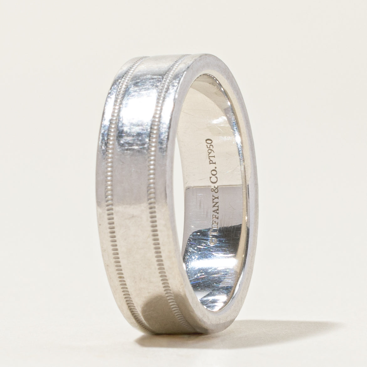 'Tiffany & Co' Tiffany Together Milgrain Band Ring in Platinum | 6mm | SZ 8.0