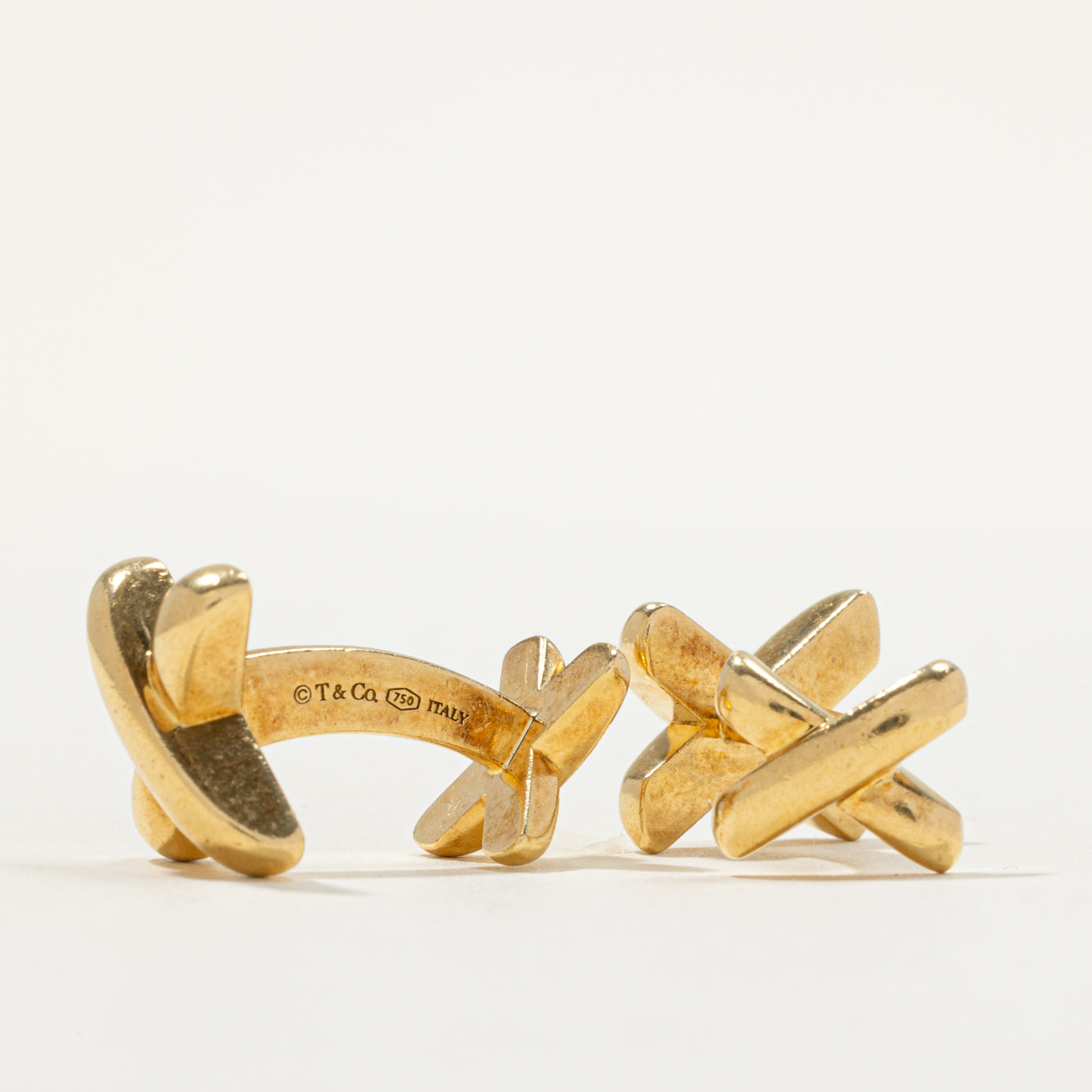'Tiffany & Co' 18k Yellow Gold X Cufflinks