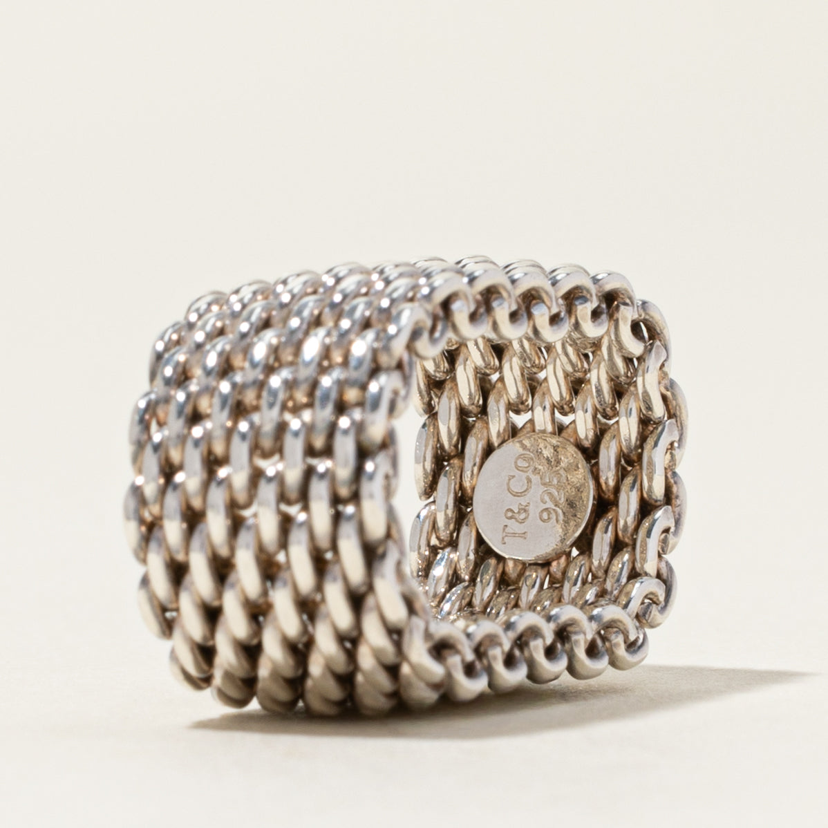 'Tiffany & Co' Somerset Mesh Ring in Silver | 10mm | SZ 6.5