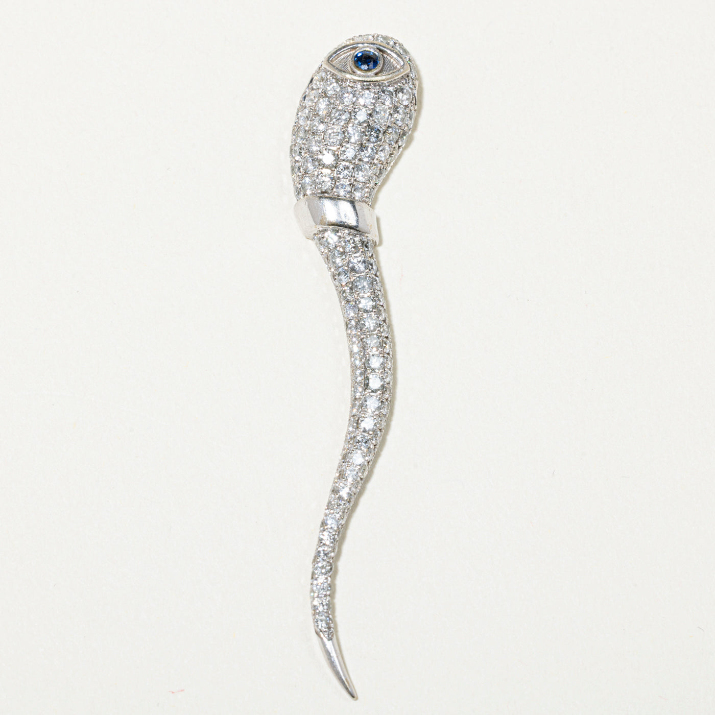White Gold Diamond & Sapphire Tadpole Pendant | 2.10ctw, 0.06ct