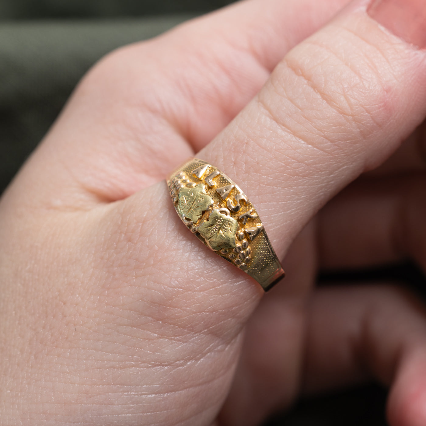 14k Yellow Gold Textured "Alaska" Ring | SZ 11.0