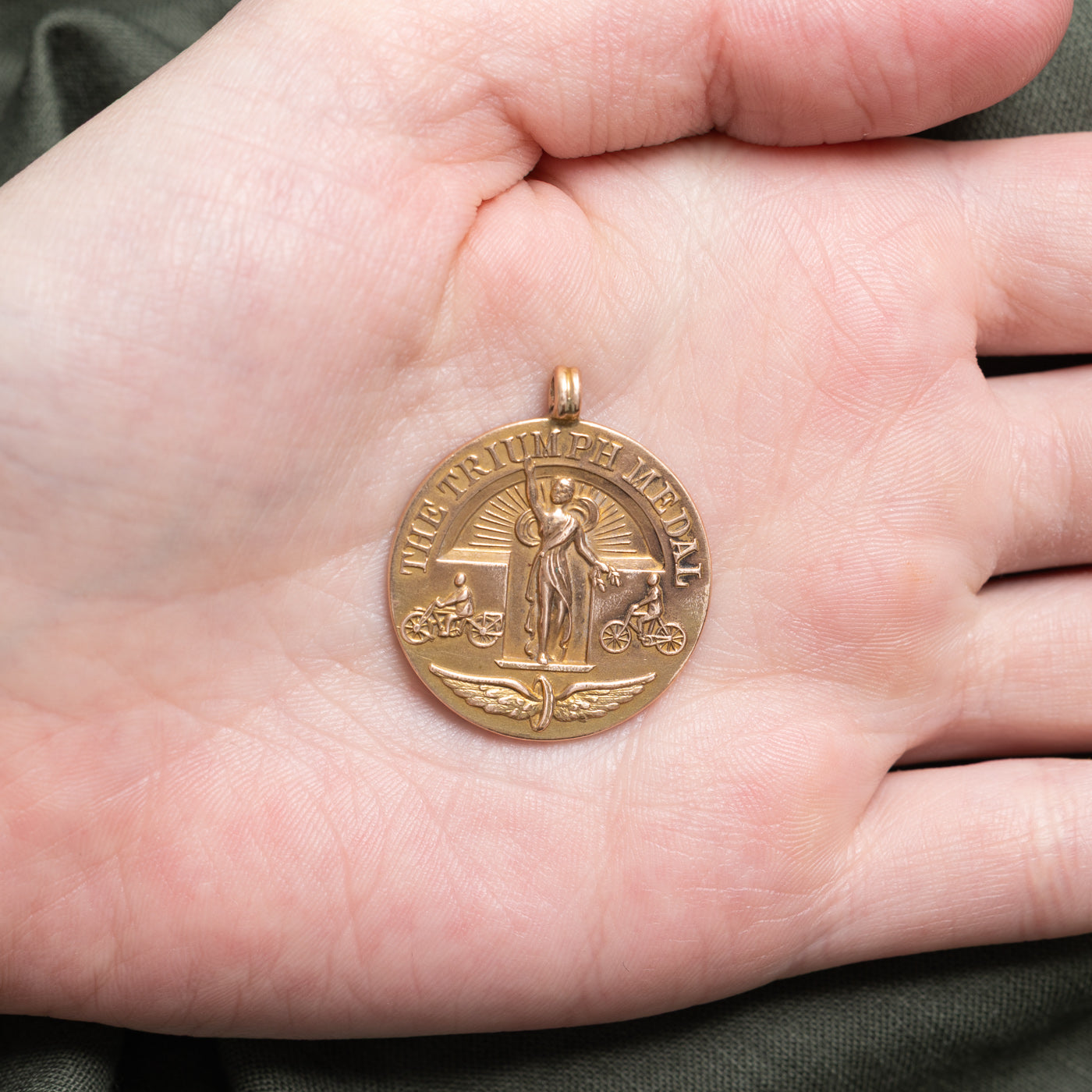 1931 Birmingham 9k Yellow Gold Triumph Medal Pendant