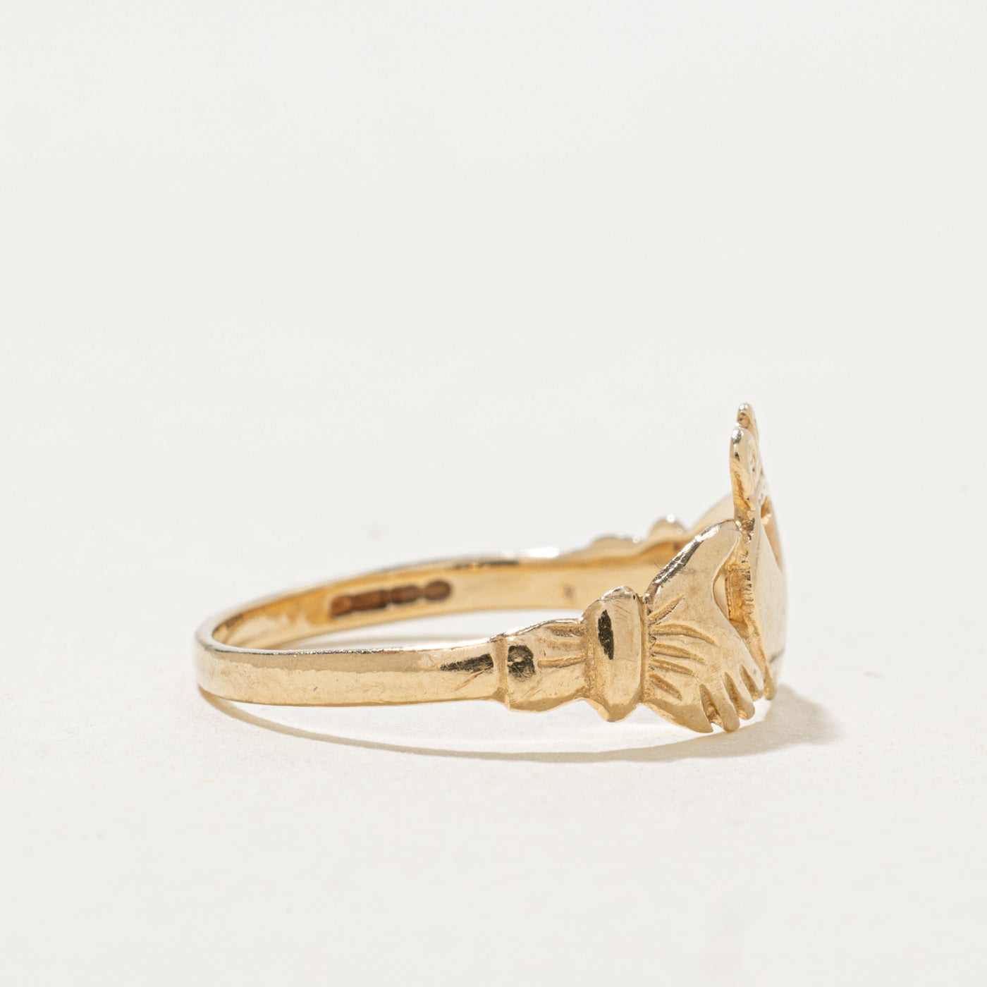Birmingham 9k Yellow Gold Claddagh Ring | SZ 4.0