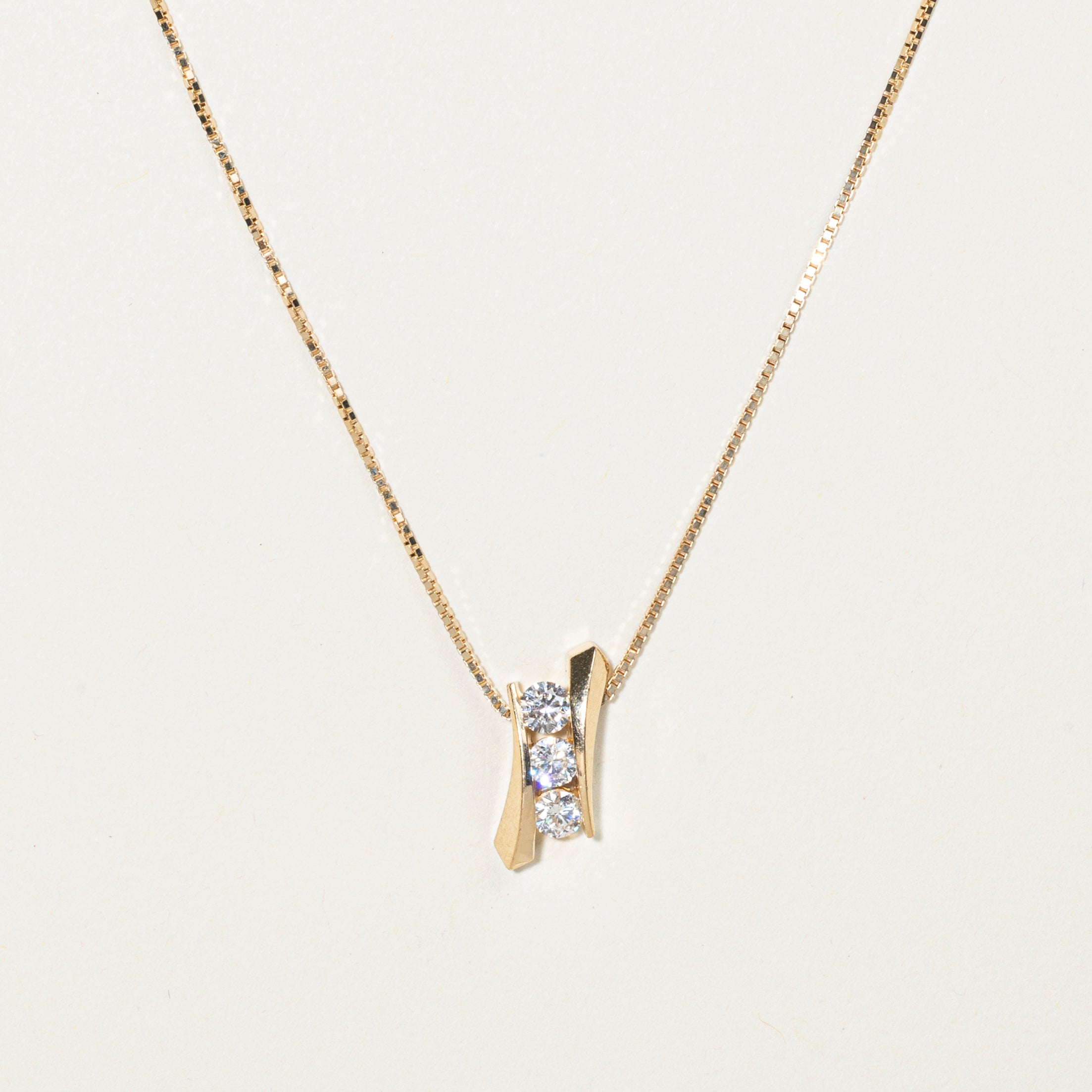 Three Stone Diamond Pendant Necklace | 0.49ctw | 18"