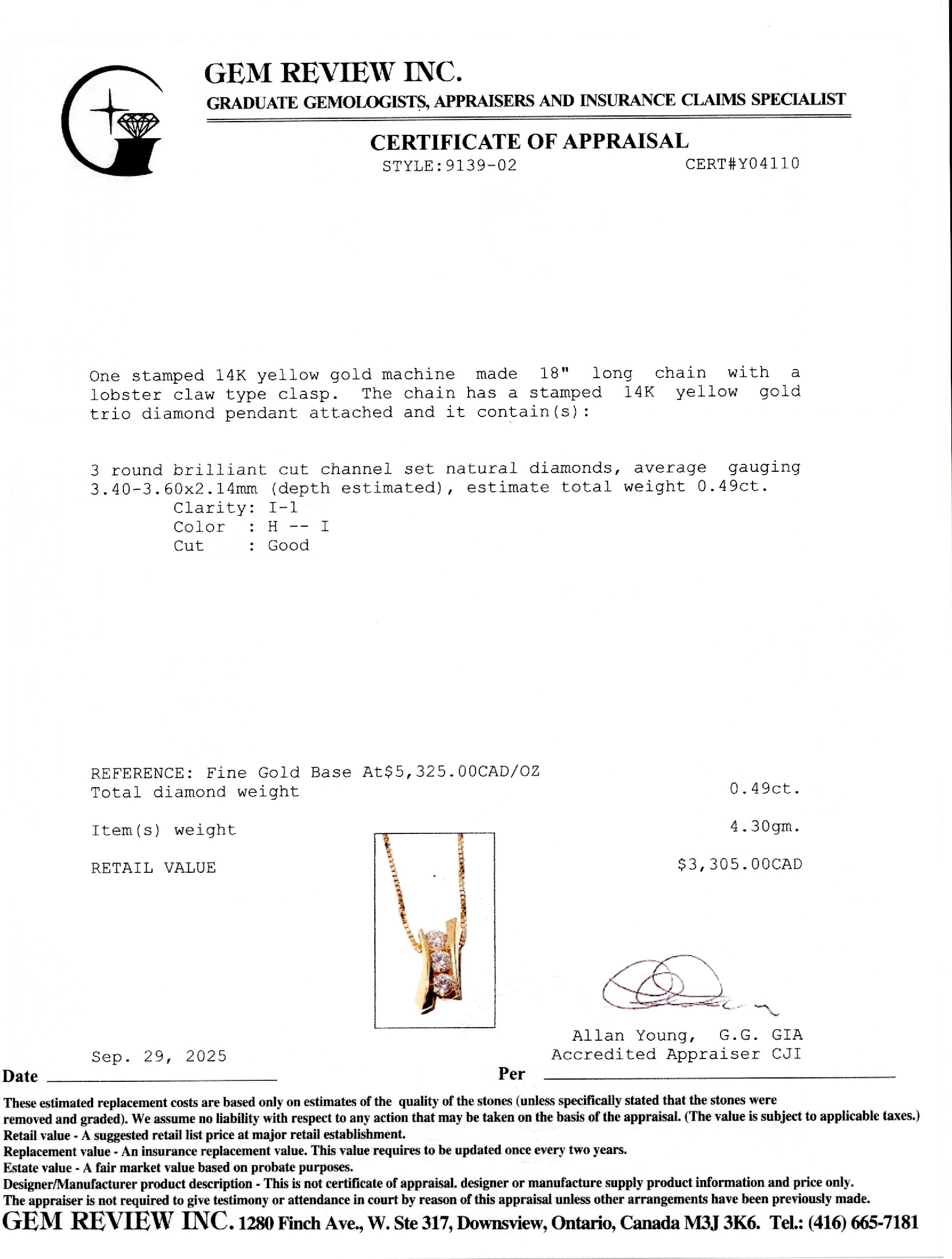 Three Stone Diamond Pendant Necklace | 0.49ctw | 18"