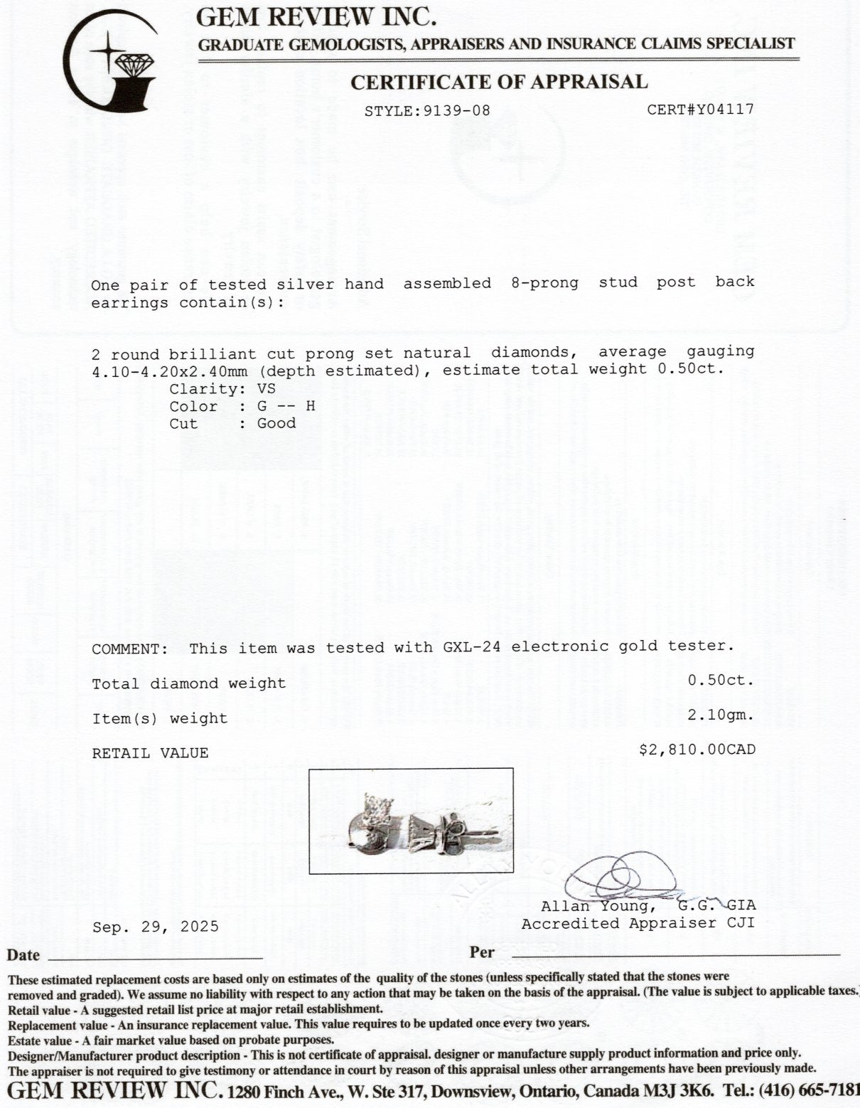 Sterling Silver Solitaire Diamond Studs | 0.50ctw