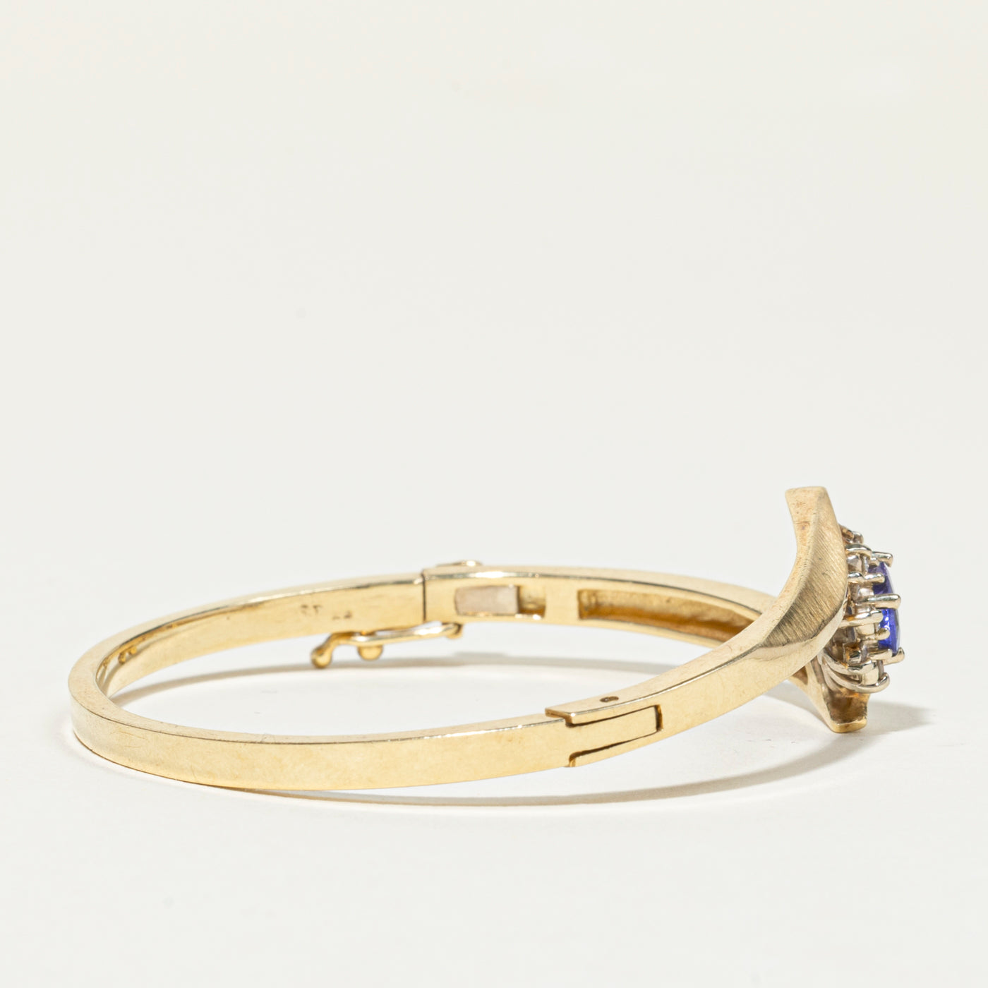 Tanzanite & Diamond Petal Halo Bypass Bangle | 1.04ct, 0.30ctw | 6.25"