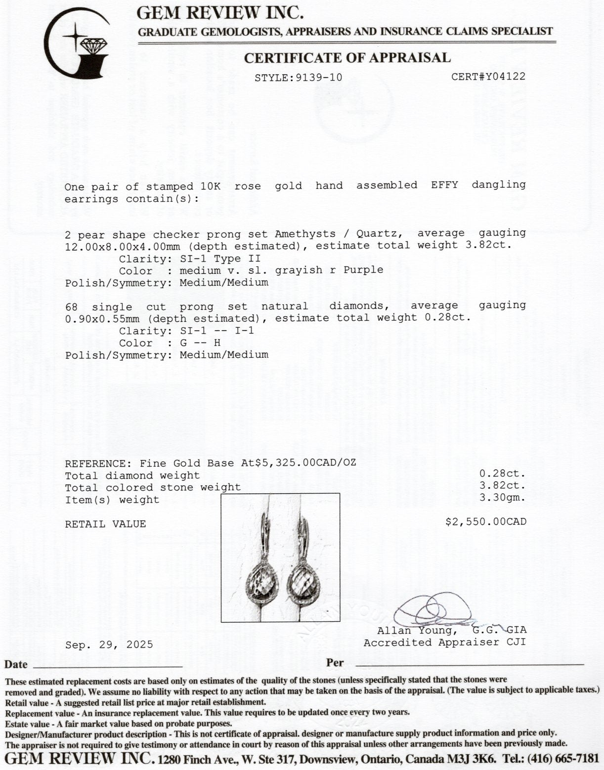 Boucles d'oreilles pendantes « Effy » serties pavé d'améthystes et de diamants | 3,82 ct au total, 0,28 ct au total