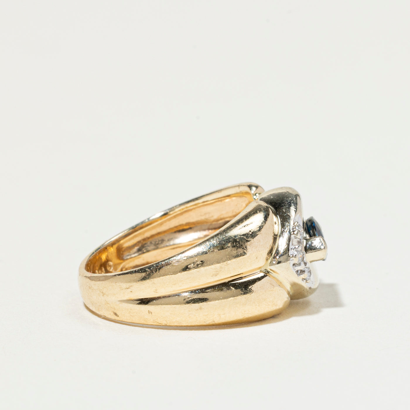 Marquise Cut Sapphire & Diamond Chunky Ring | 0.54ct, 0.08ctw | SZ 5.25