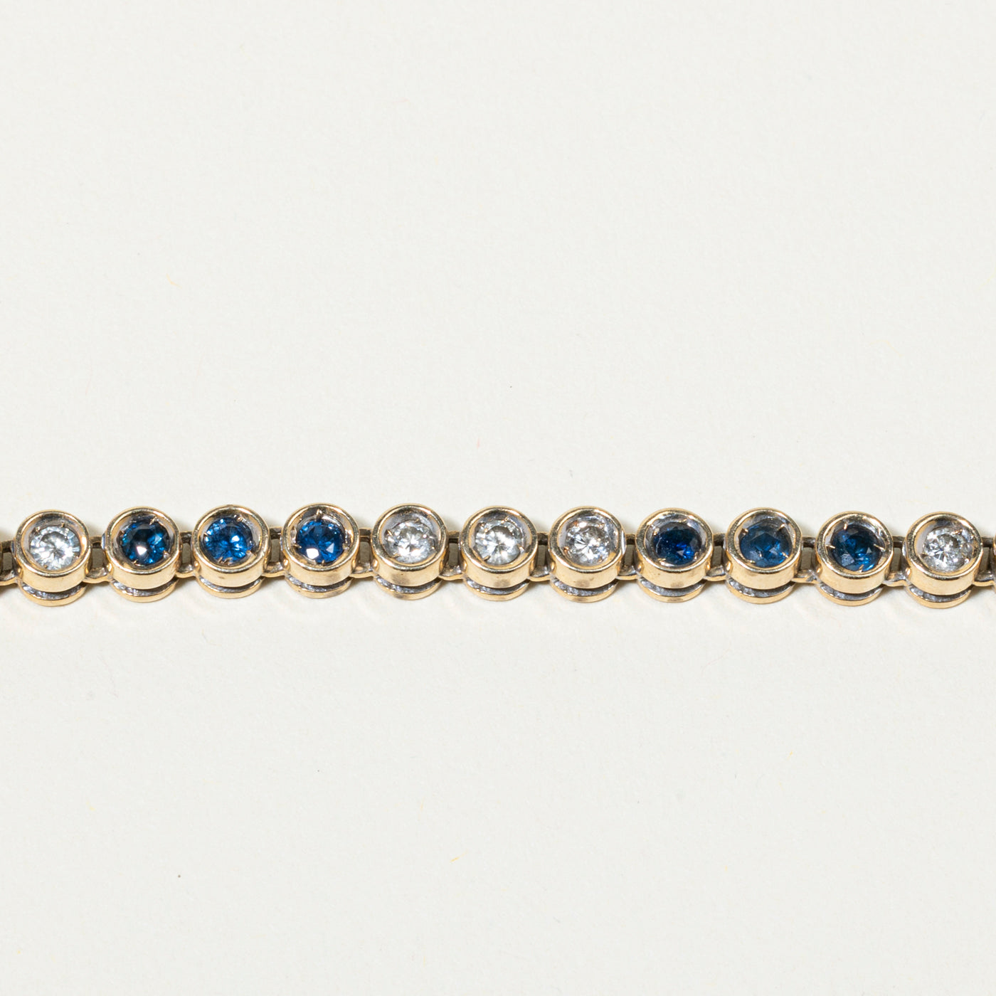 Bezel Set Sapphire & Diamond Gemstone Bracelet | 1.35ctw, 0.95ctw | 7"