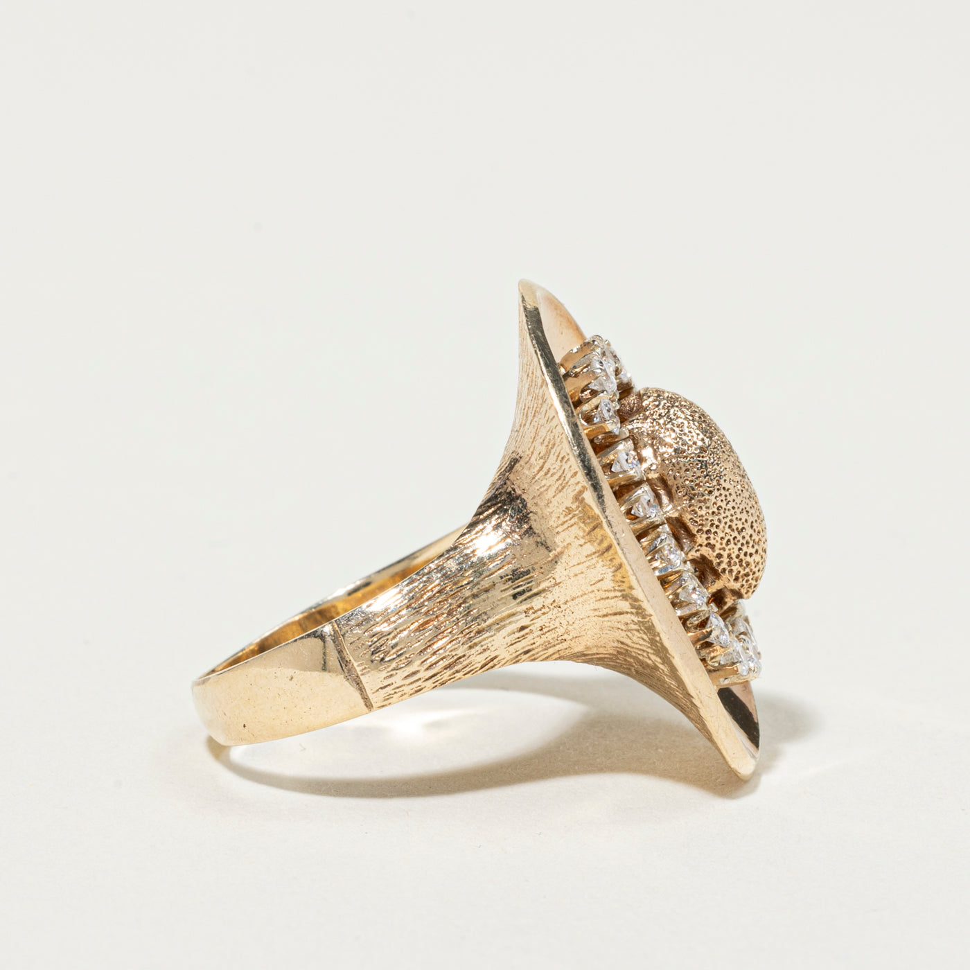 Diamond Oval Halo Textured Cocktail Ring | 0.50ctw | SZ 8.25