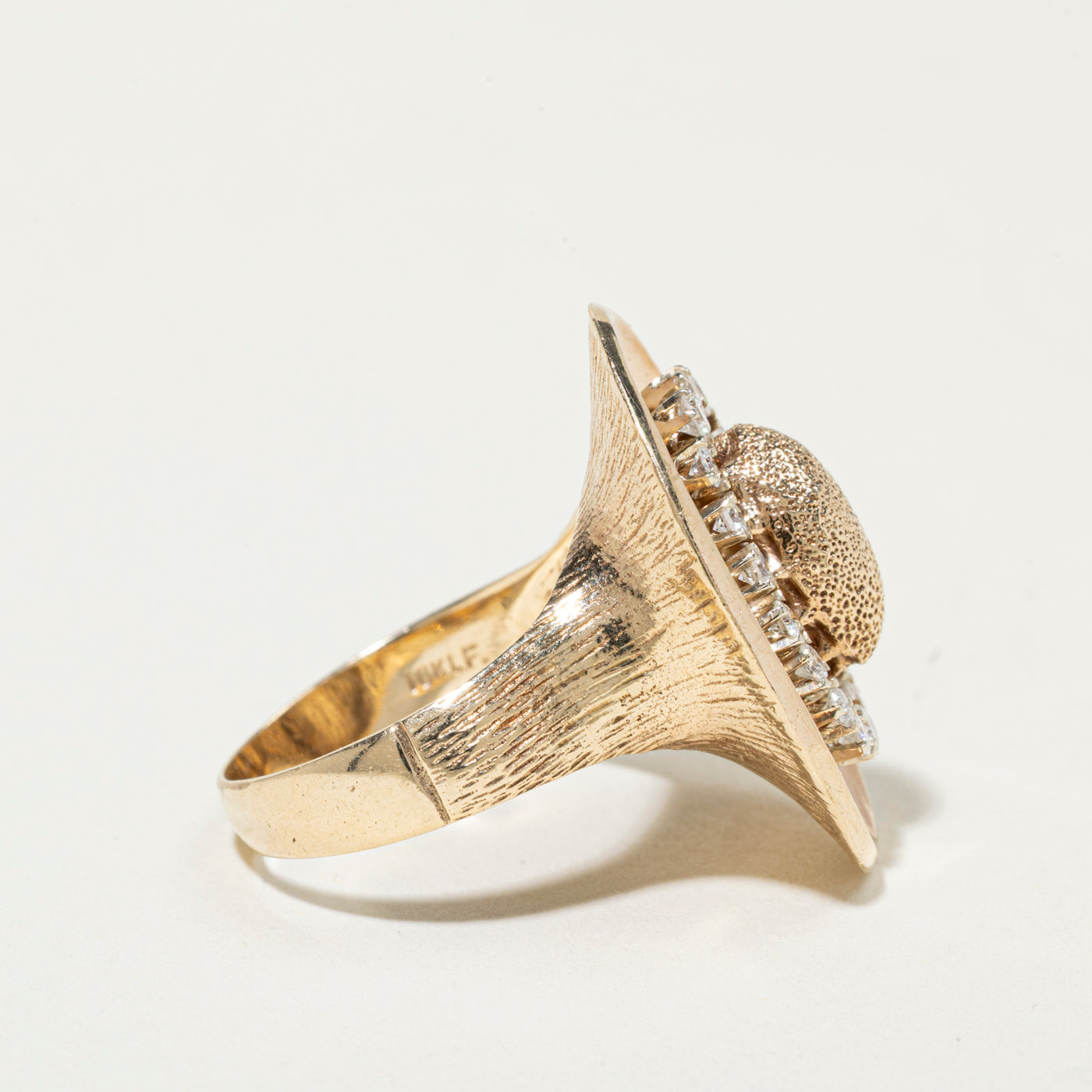 Diamond Oval Halo Textured Cocktail Ring | 0.50ctw | SZ 8.25