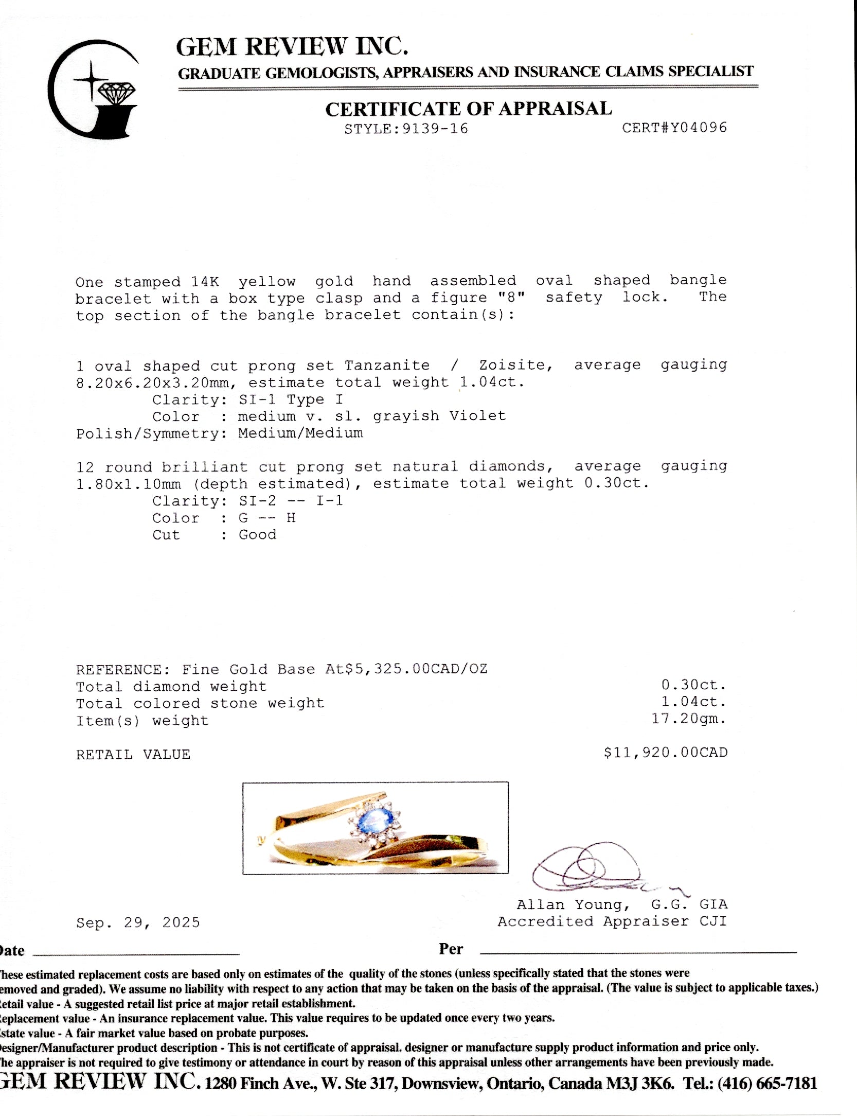 Tanzanite & Diamond Petal Halo Bypass Bangle | 1.04ct, 0.30ctw | 6.25"