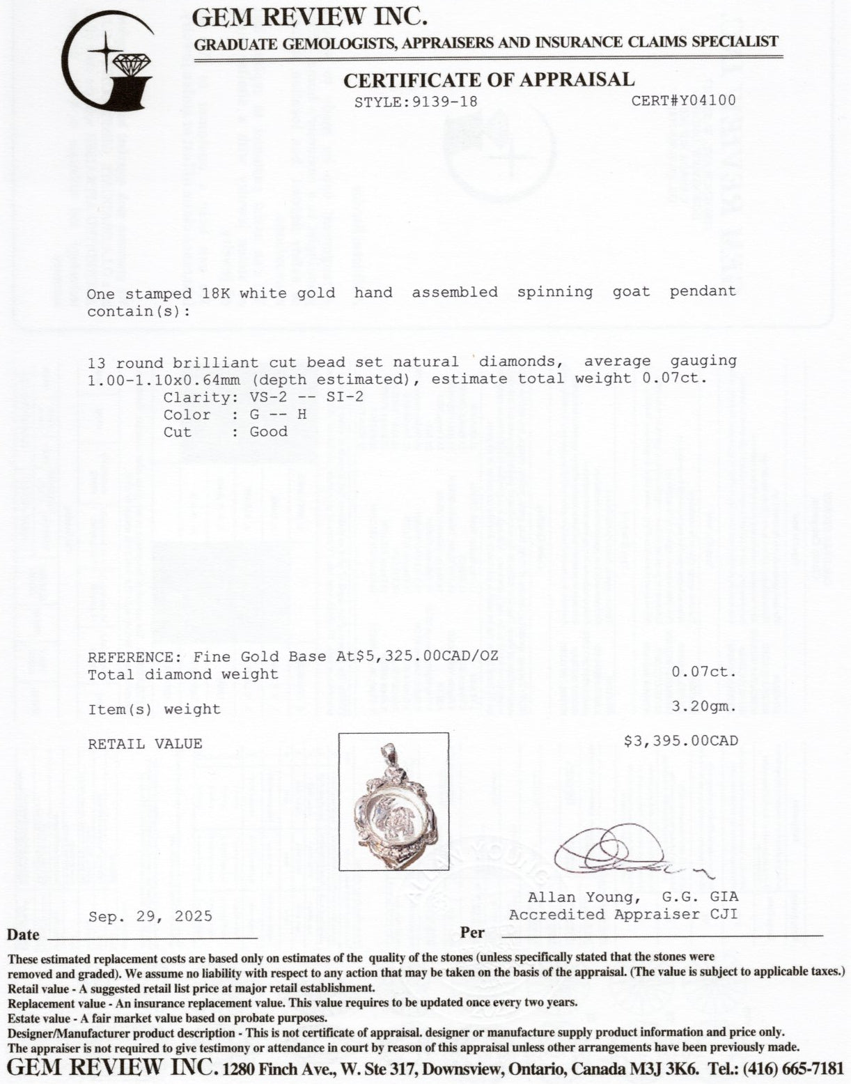 18k Diamond Kinetic Capricorn Goat Pendant | 0.07ctw