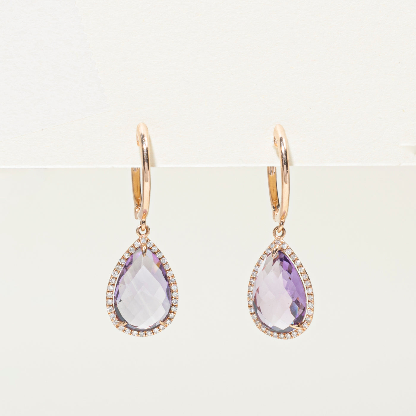 Boucles d'oreilles pendantes « Effy » serties pavé d'améthystes et de diamants | 3,82 ct au total, 0,28 ct au total