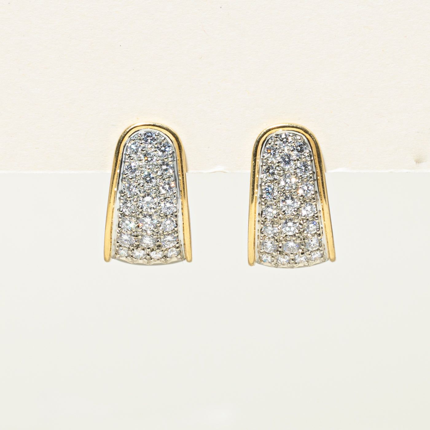 18k Pave Set Diamond Chunky Hoop Earrings | 1.54ctw