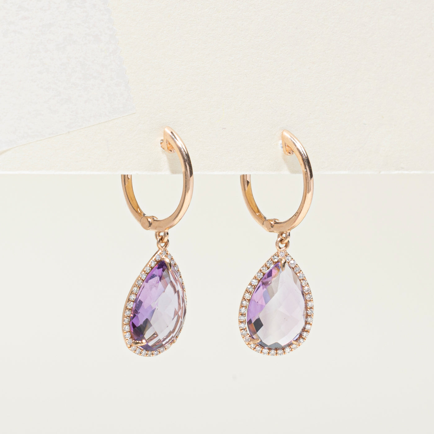 Boucles d'oreilles pendantes « Effy » serties pavé d'améthystes et de diamants | 3,82 ct au total, 0,28 ct au total