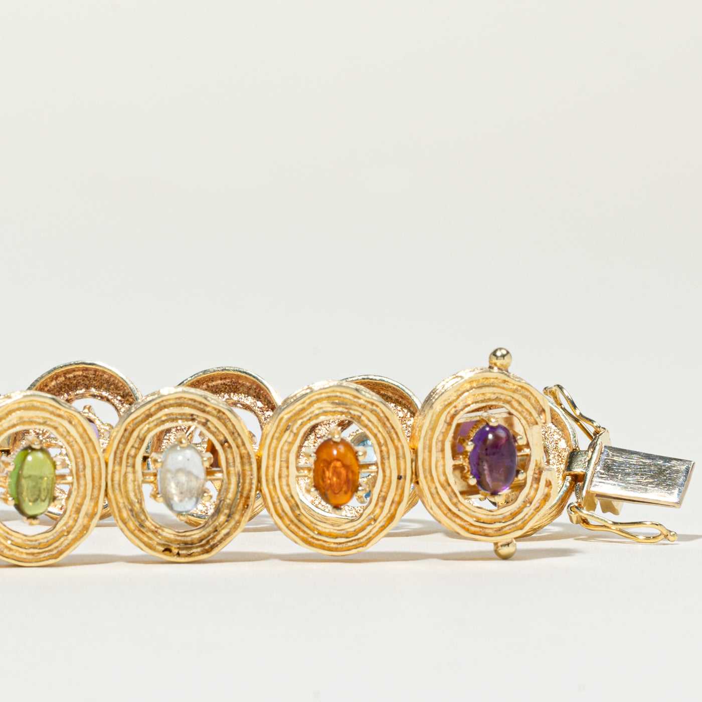 Multi Stone Textured Gemstone Bracelet | 7.25"