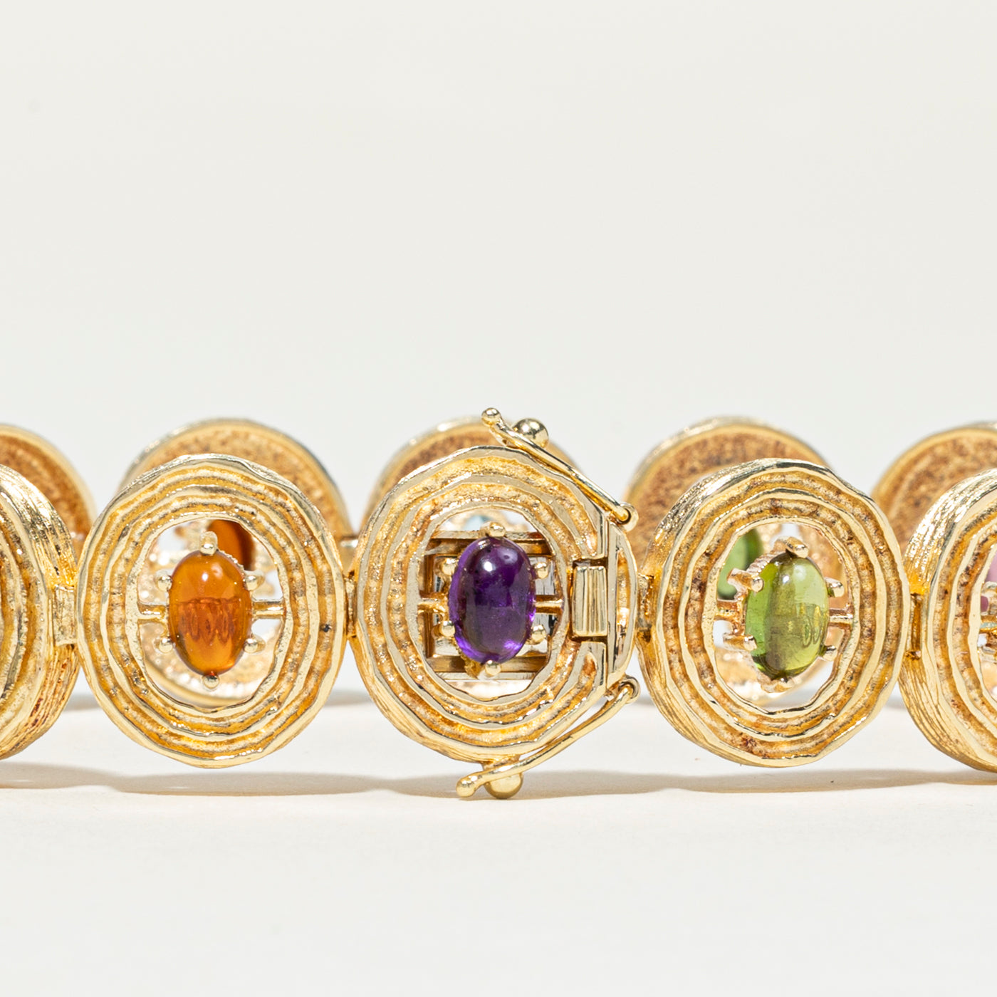 Multi Stone Textured Gemstone Bracelet | 7.25"