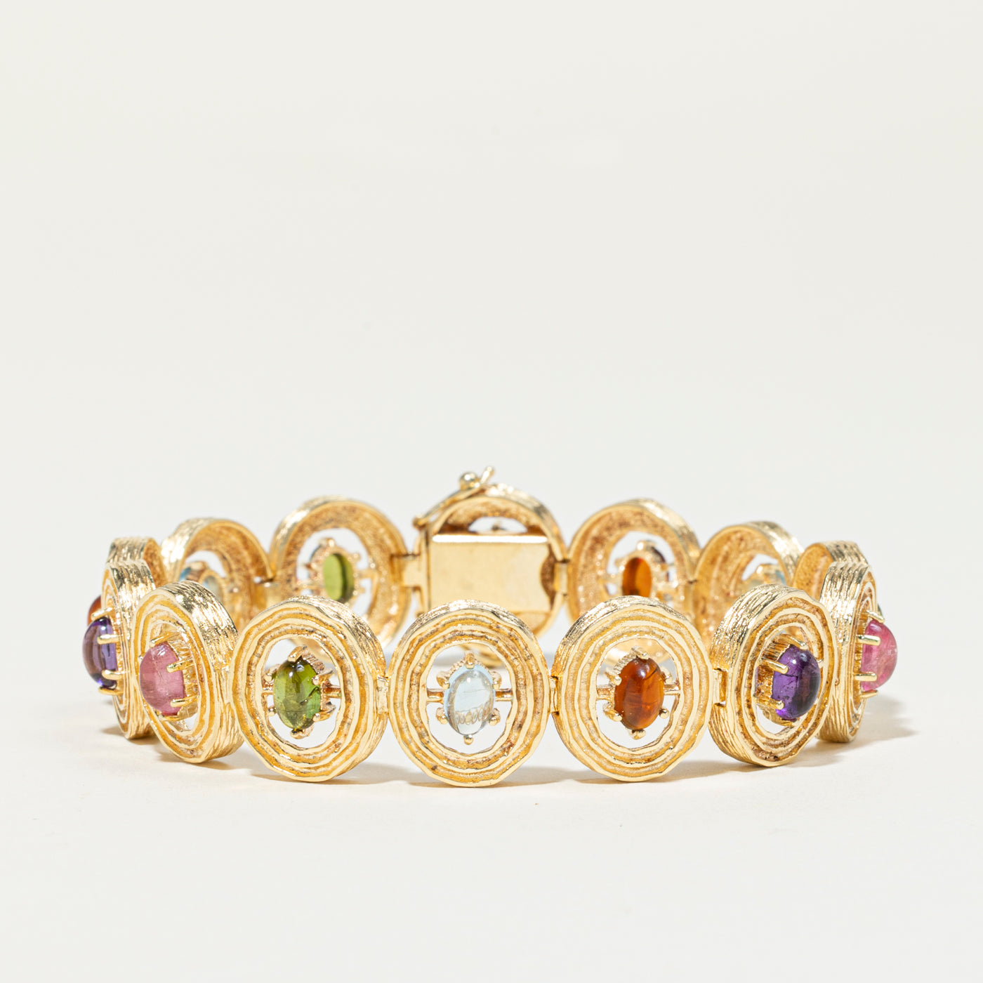 Multi Stone Textured Gemstone Bracelet | 7.25"