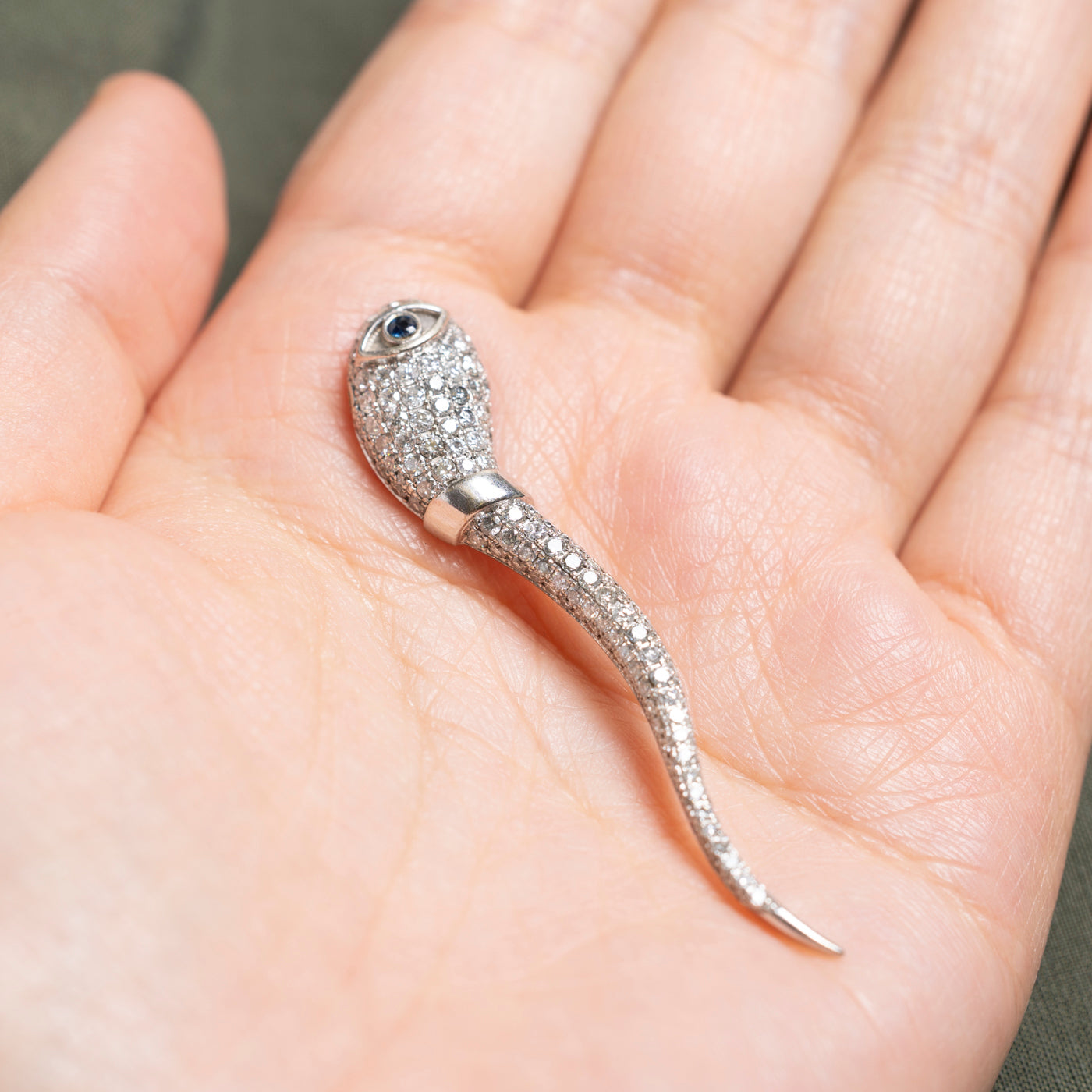 White Gold Diamond & Sapphire Tadpole Pendant | 2.10ctw, 0.06ct