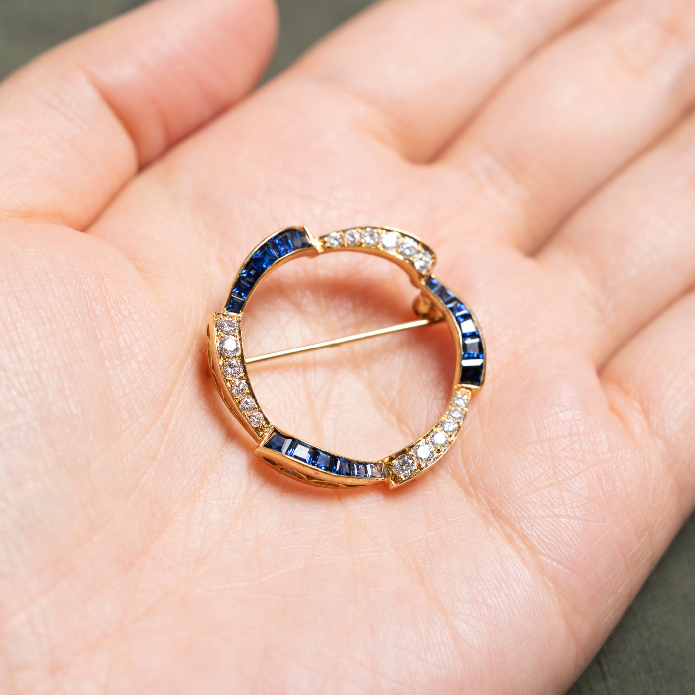 18k Sapphire & Diamond Wreath Brooch | 1.33ctw, 0.63ctw