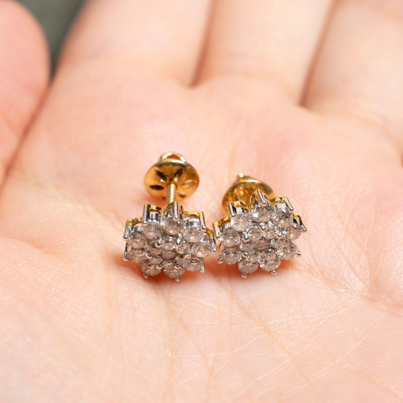 18k Diamond Snowflake Cluster Studs | 1.65ctw