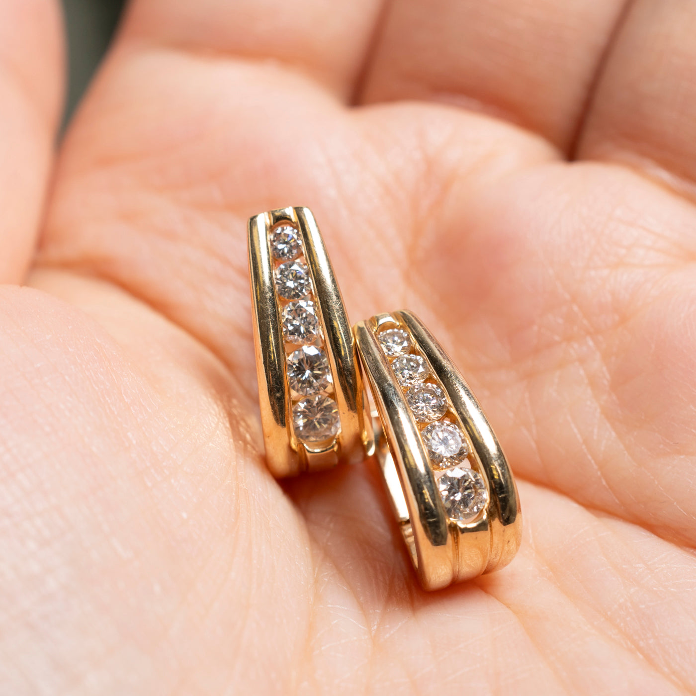 Five Stone Diamond Hoop Earrings | 1.05ctw