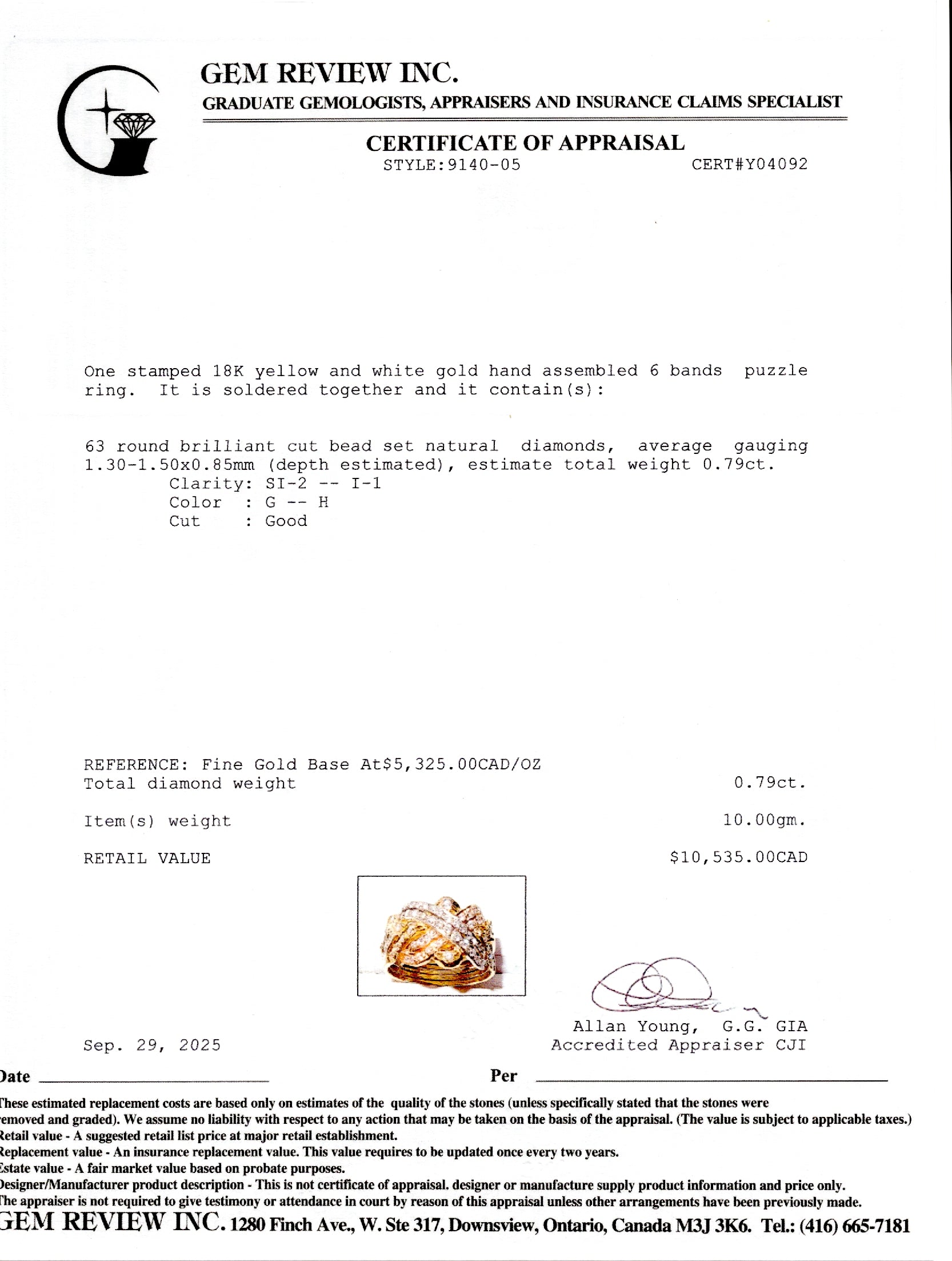 18k Tri Tone Diamond Puzzle Ring | 0.79ctw | SZ 9.25