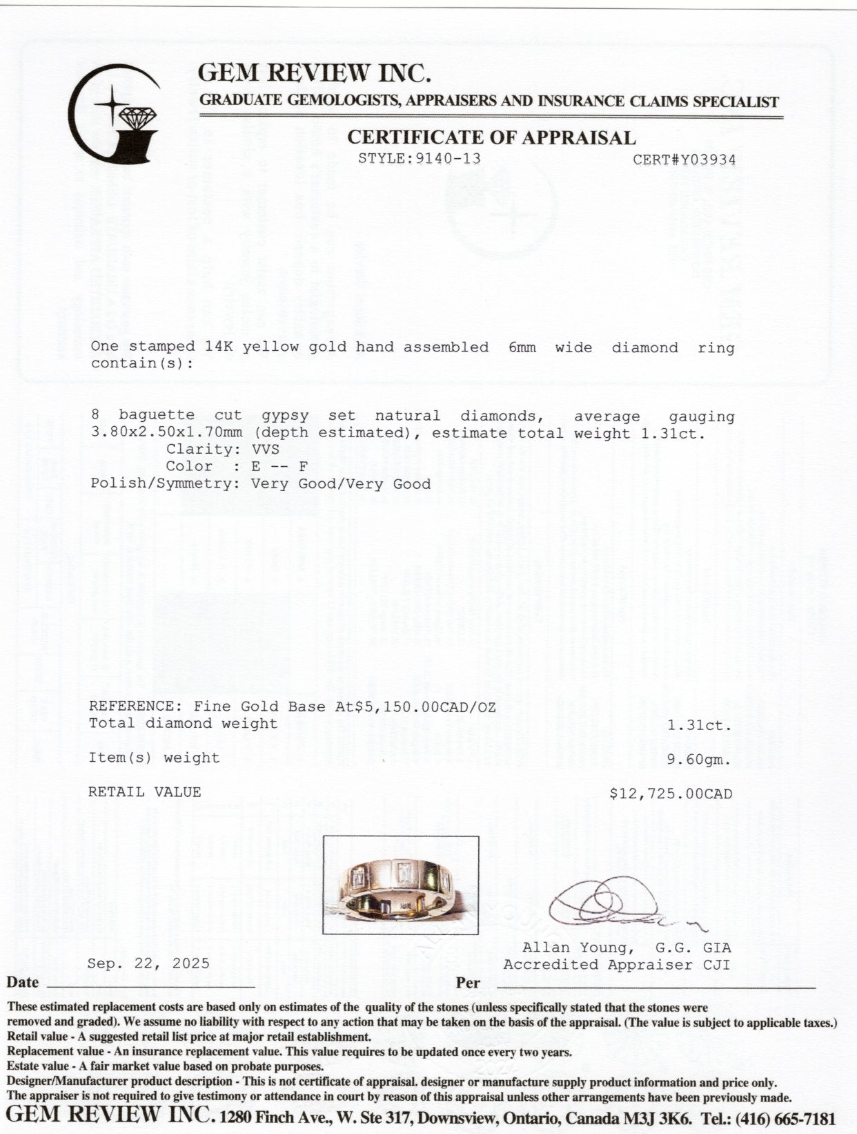 Flush Set Baguette Cut Diamond Grooved Band | 1.31ctw | 6mm | SZ 9.25