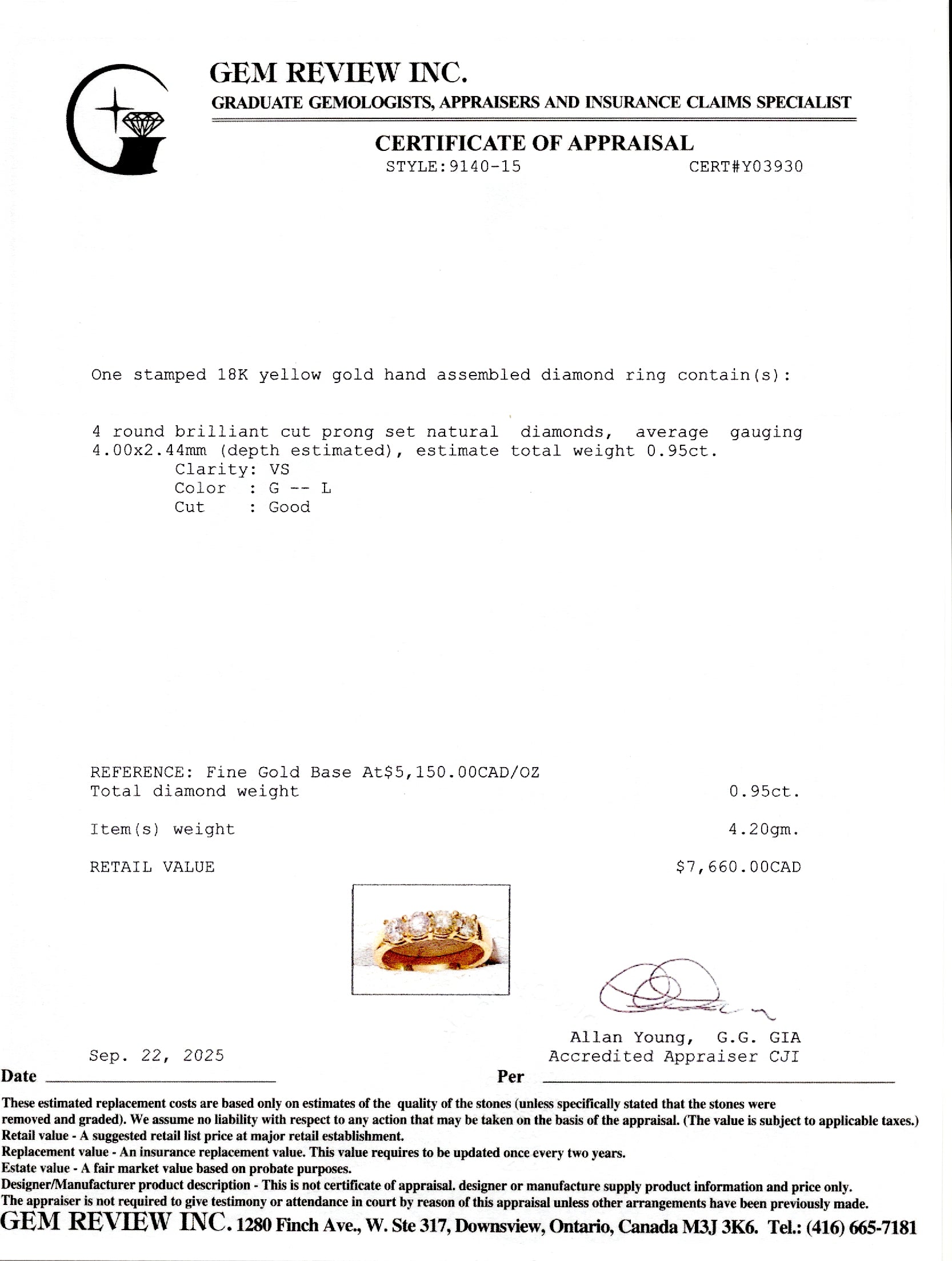 18k Four Stone Diamond Ring | 0.95ctw | SZ 6