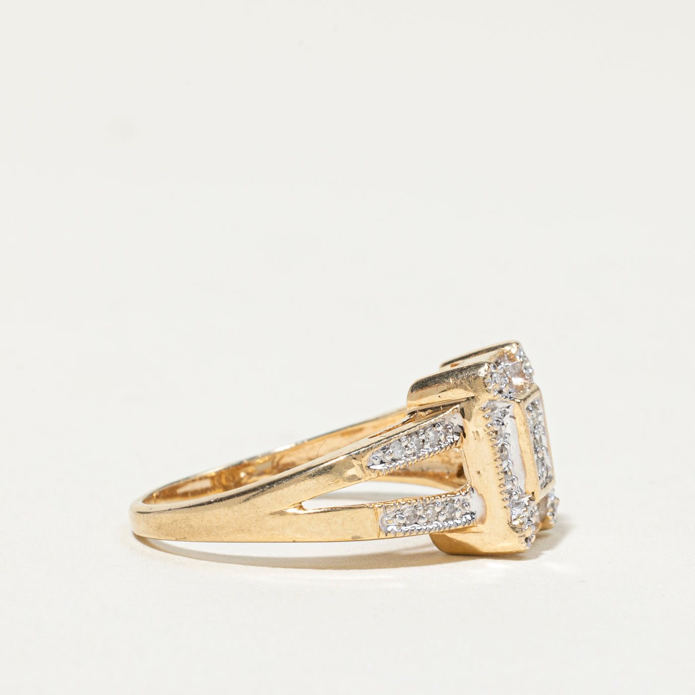 Pave Set Diamond Rectangle Cluster Ring | 0.24ctw | SZ 8.75