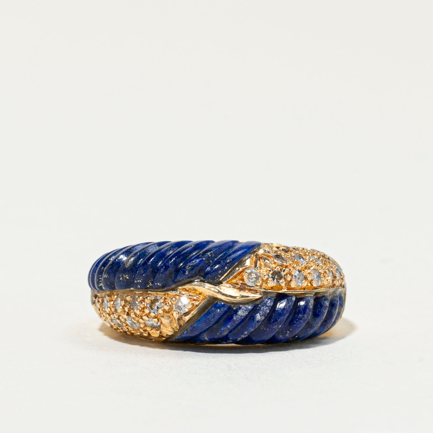 18k Diamond & Lapis Lazuli Dome Ring | 0.36ctw | SZ 6.5