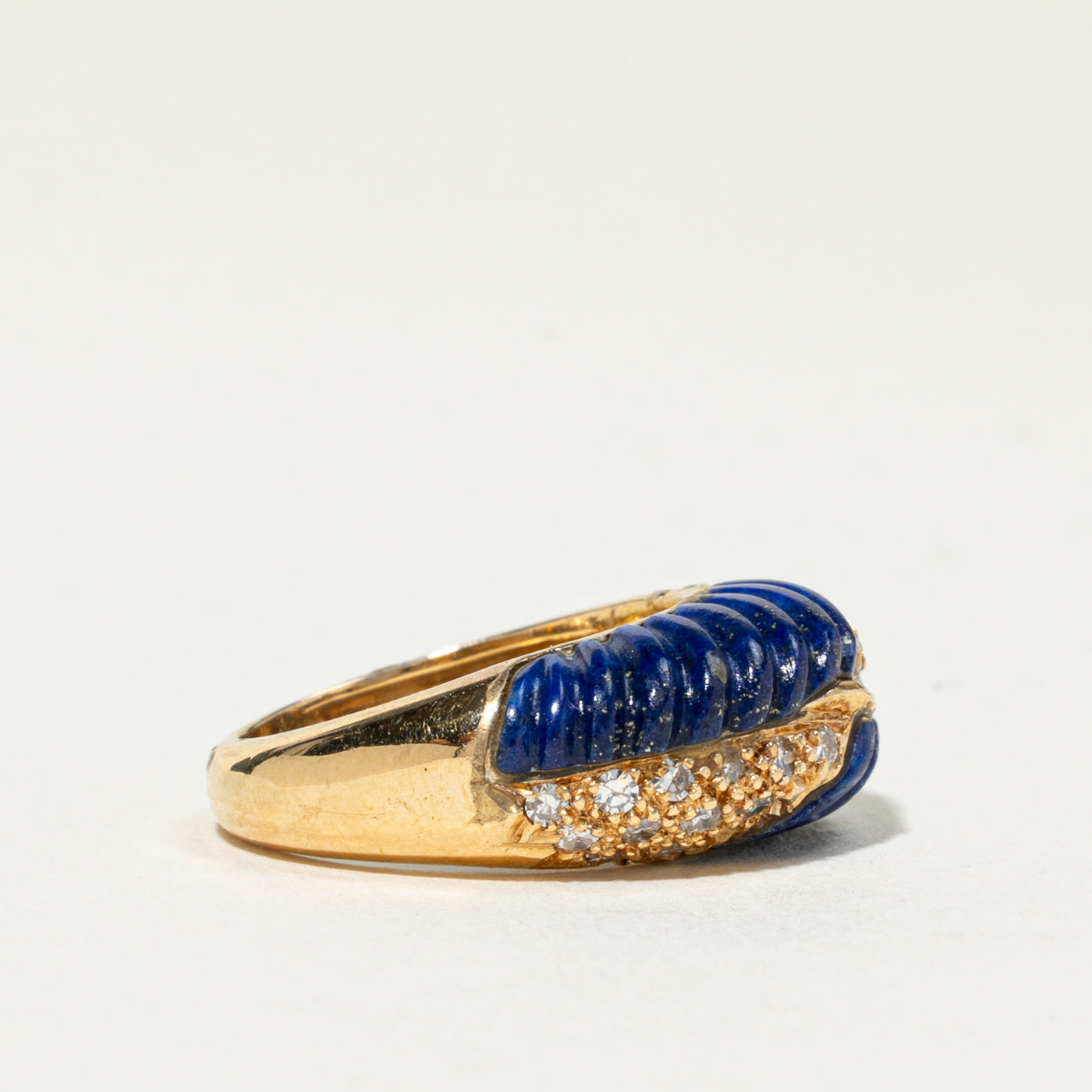 18k Diamond & Lapis Lazuli Dome Ring | 0.36ctw | SZ 6.5