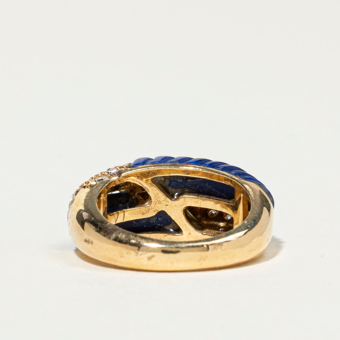 18k Diamond & Lapis Lazuli Dome Ring | 0.36ctw | SZ 6.5