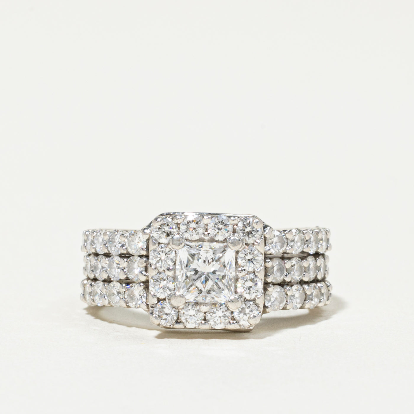 950 Platinum Princess Cut Diamond Halo Ring | 2.47ctw | SZ 5.25