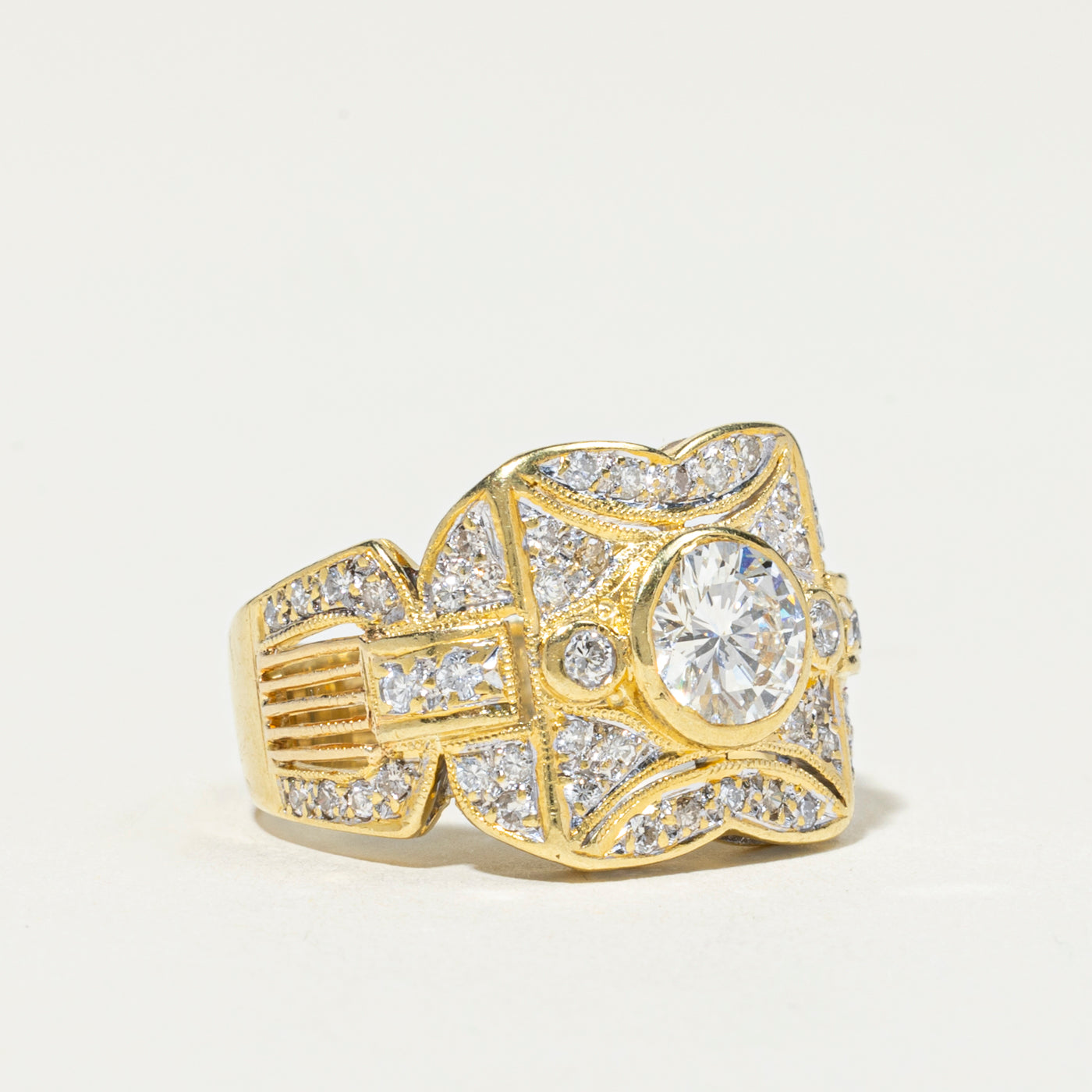 18k Bezel Set Diamond Cocktail Ring | 1.81ctw | SZ 7